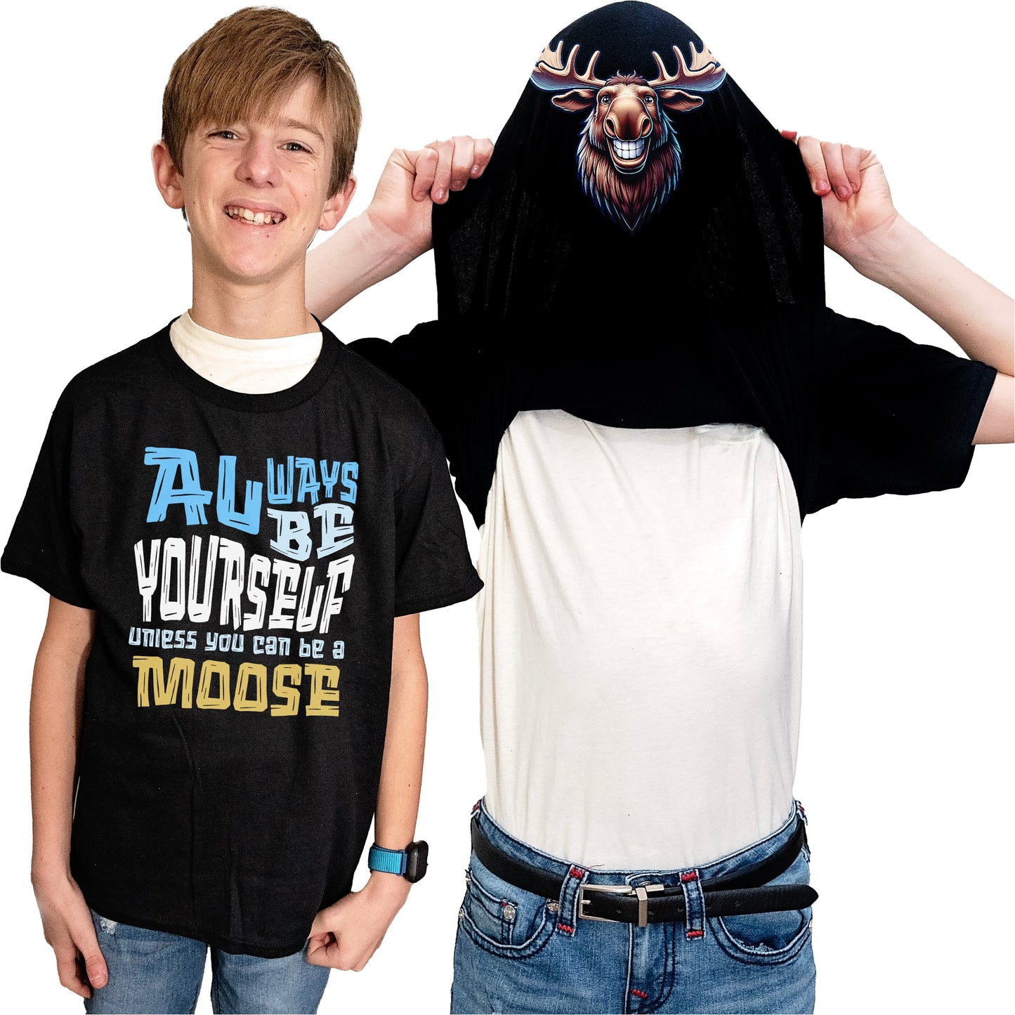 Always Be Yourself Unless You Can Be A Moose Flip Shirt - Funny Moose Face T-Shirt Flip Tee