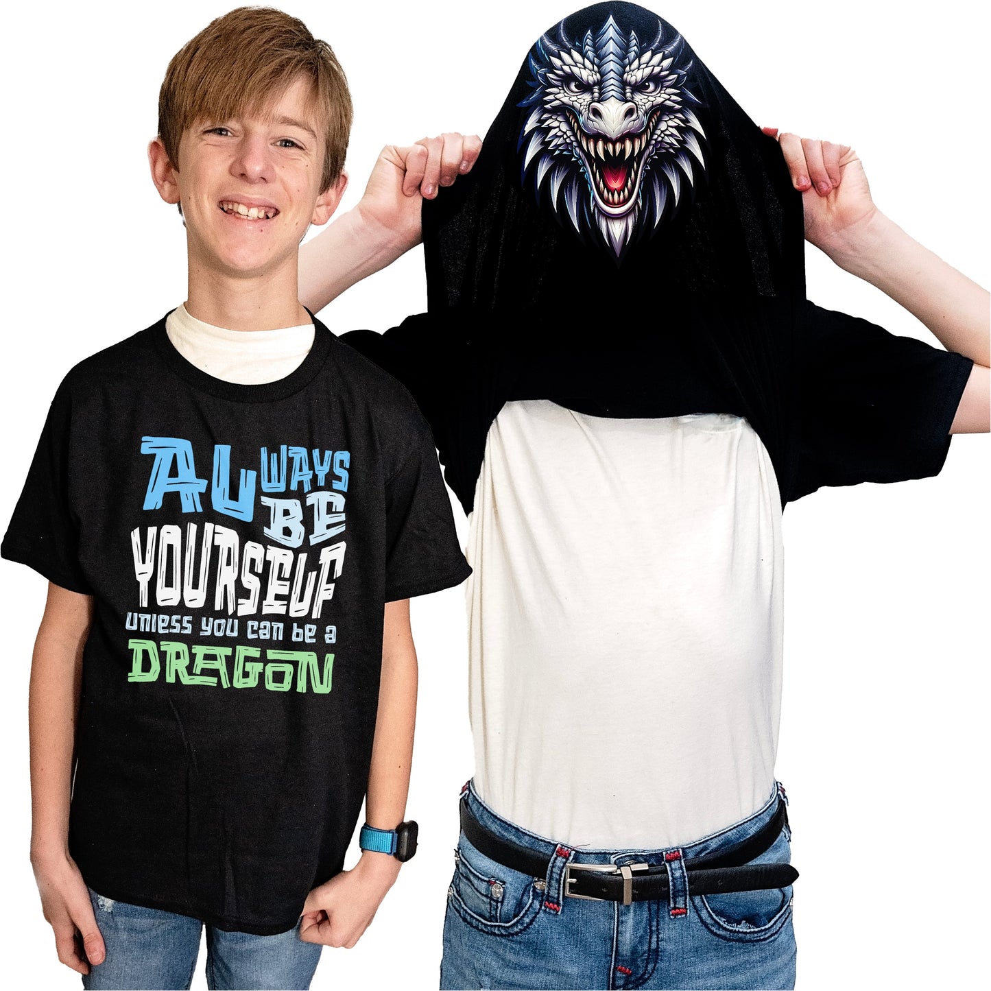 Always Be Yourself Unless You Can Be A Dragon Flip Shirt - Funny Dragon Face T-Shirt Flip Tee