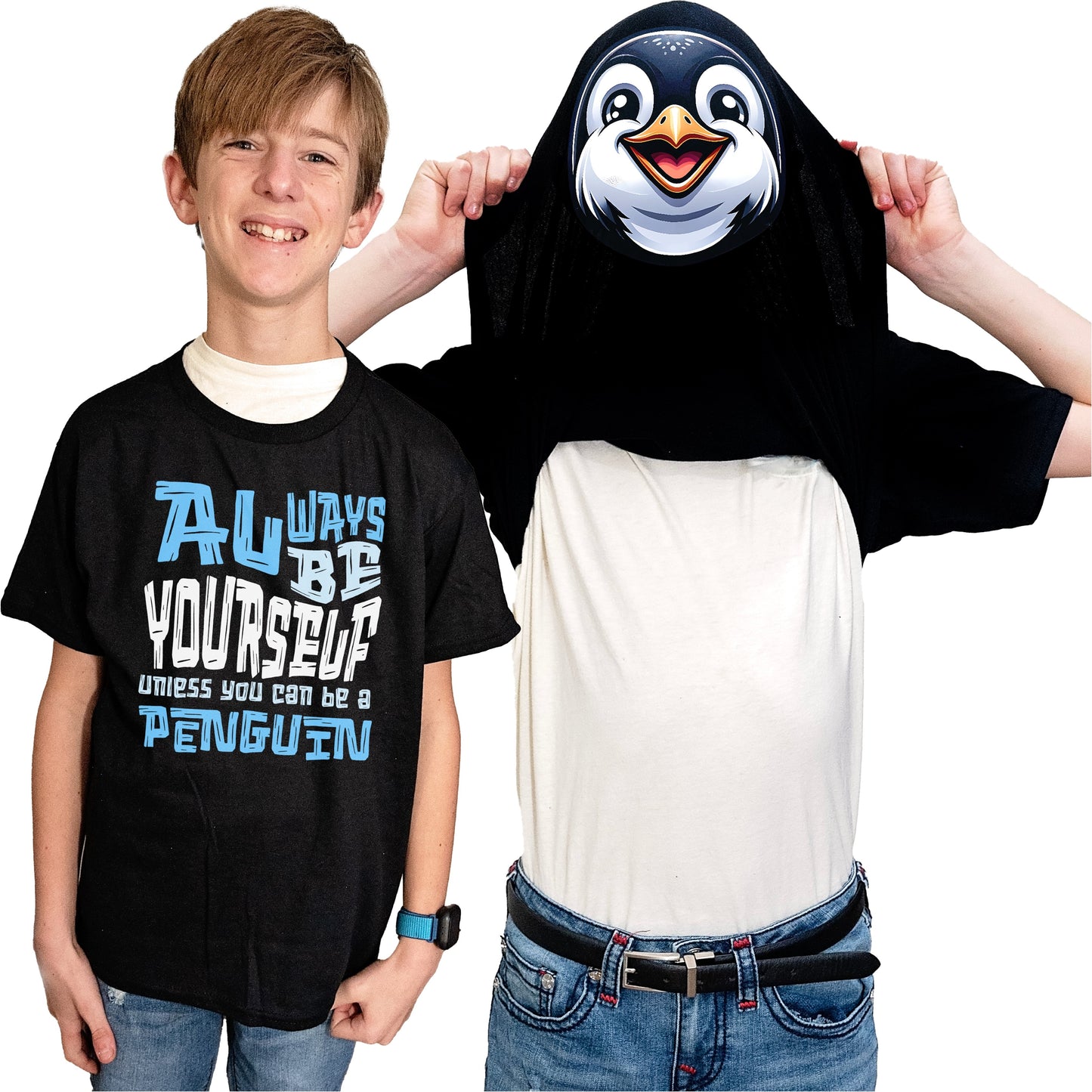 Always Be Yourself Unless You Can Be A Penguin Flip Shirt - Funny Penguin Face T-Shirt Flip Tee