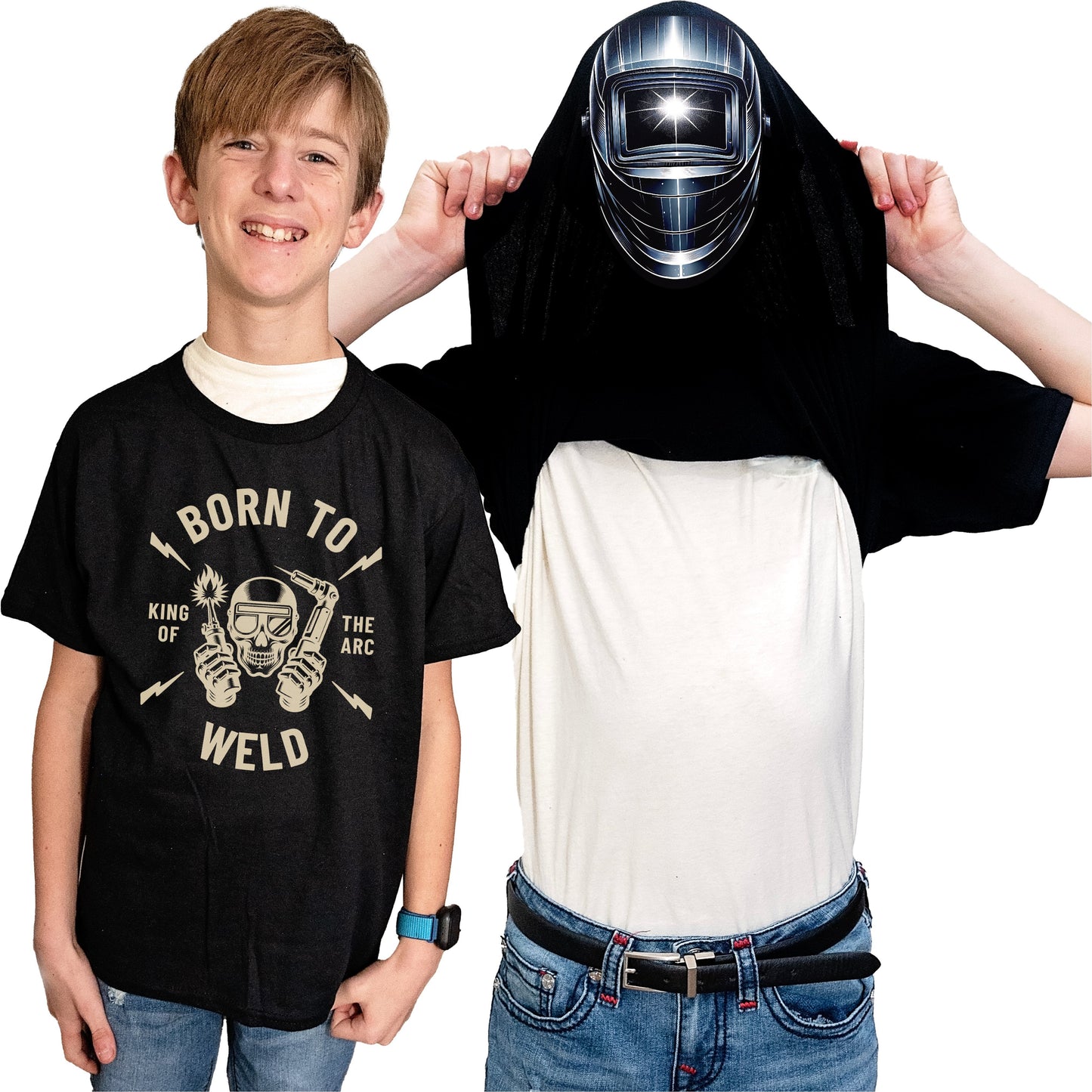 Born to Weld Flip Shirt - Funny Welding Mask Flip Tee