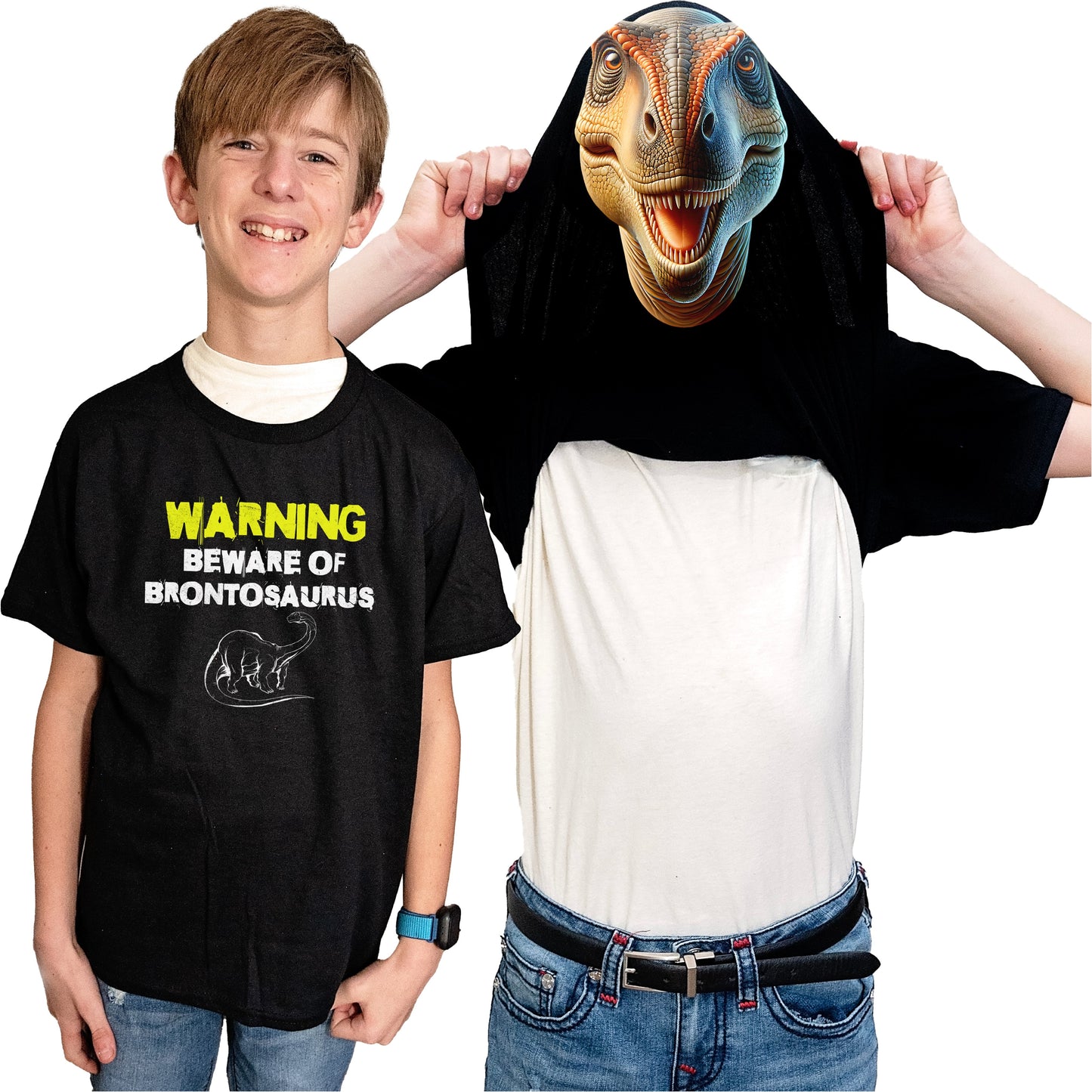 Beware of Brontosaurus Flip Shirt - Funny Dinosaur T-Shirt Flip Tee
