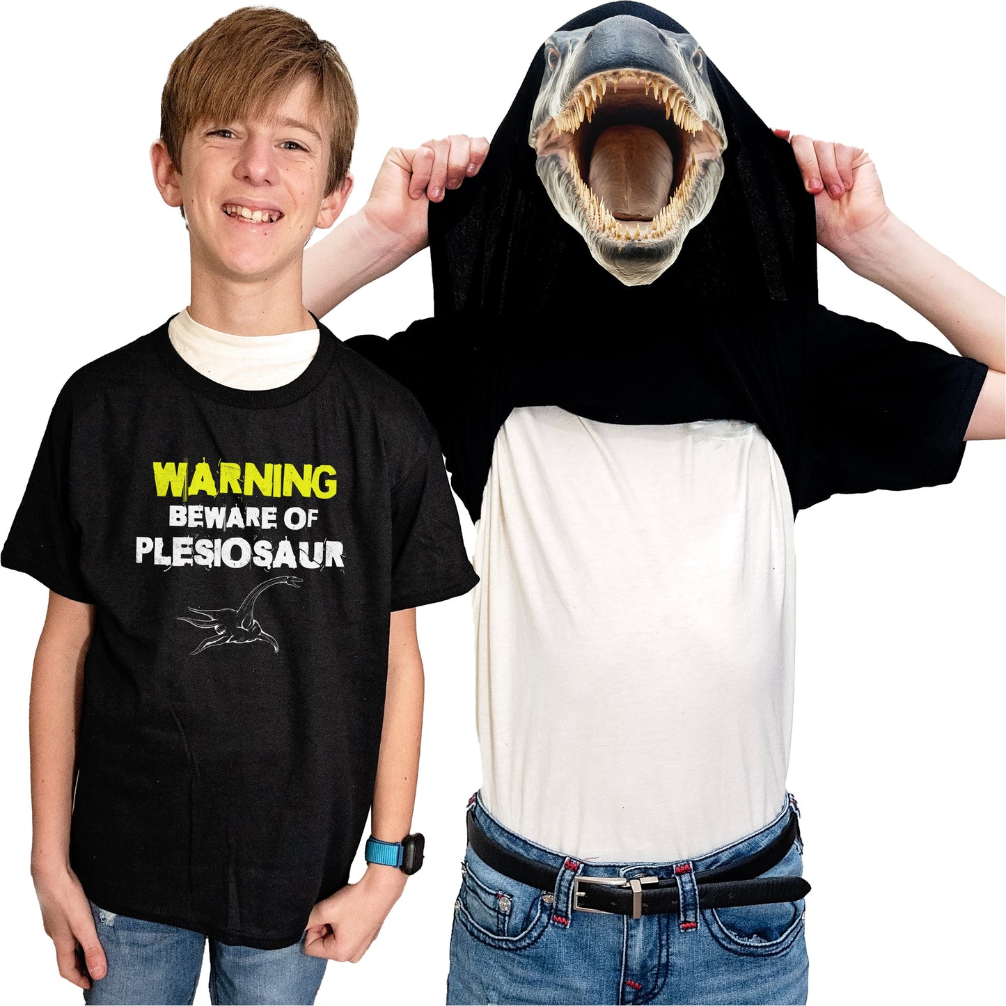 Beware of Plesiosaur Flip Shirt - Funny Dinosaur T-Shirt Flip Tee