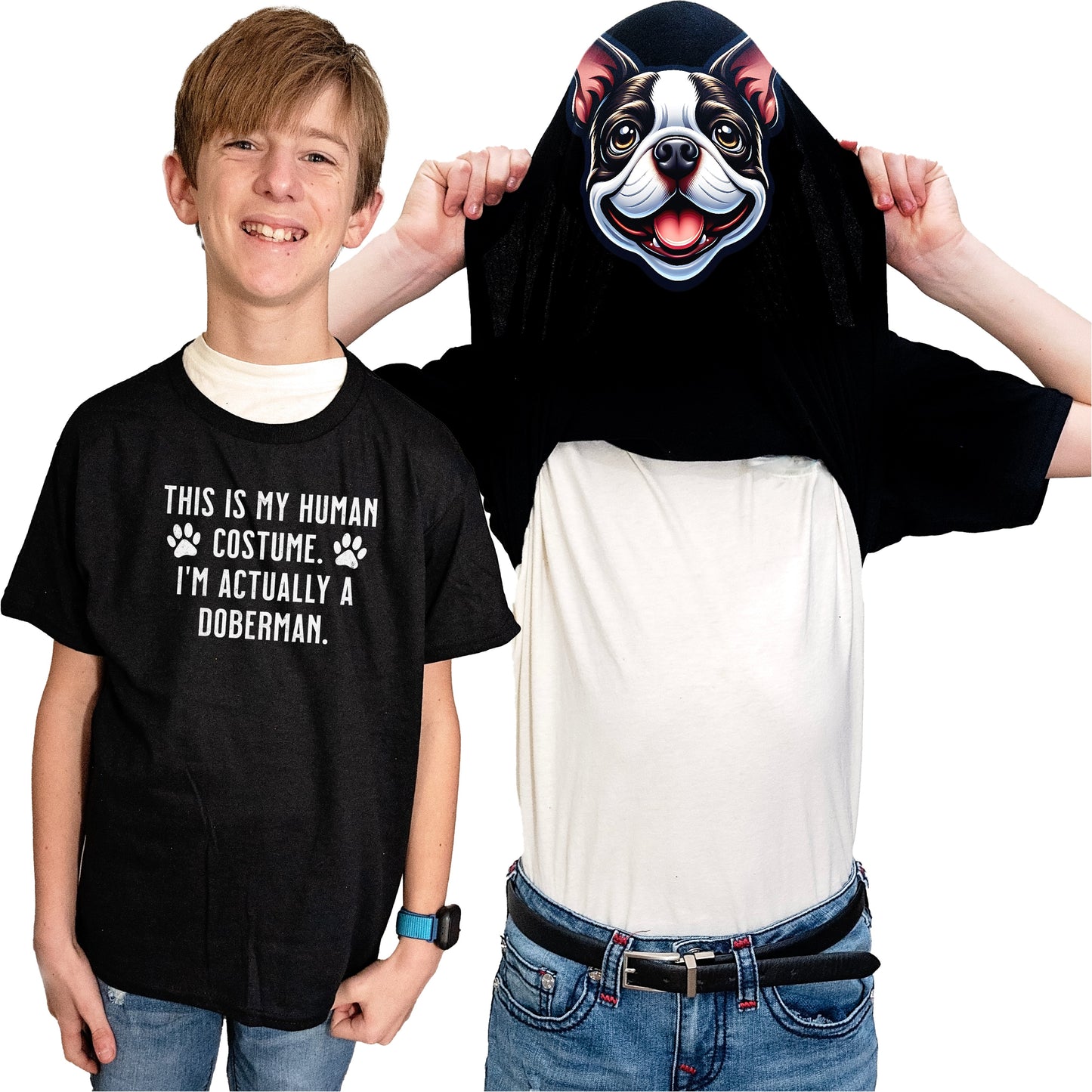 I'm Really A Boston Terrier Flip Shirt - Funny Dog Owner T-Shirt Flip Tee