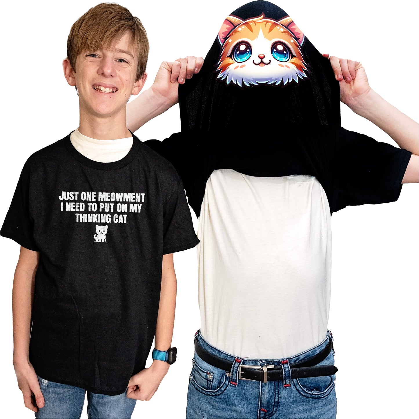 I Need to Put on My Thinking Cat Flip Shirt - Kitten Face T-Shirt