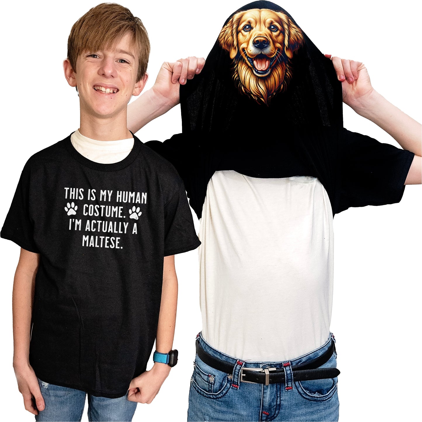 I'm Really A Golden Retriever Flip Shirt - Funny Dog Owner T-Shirt Flip Tee