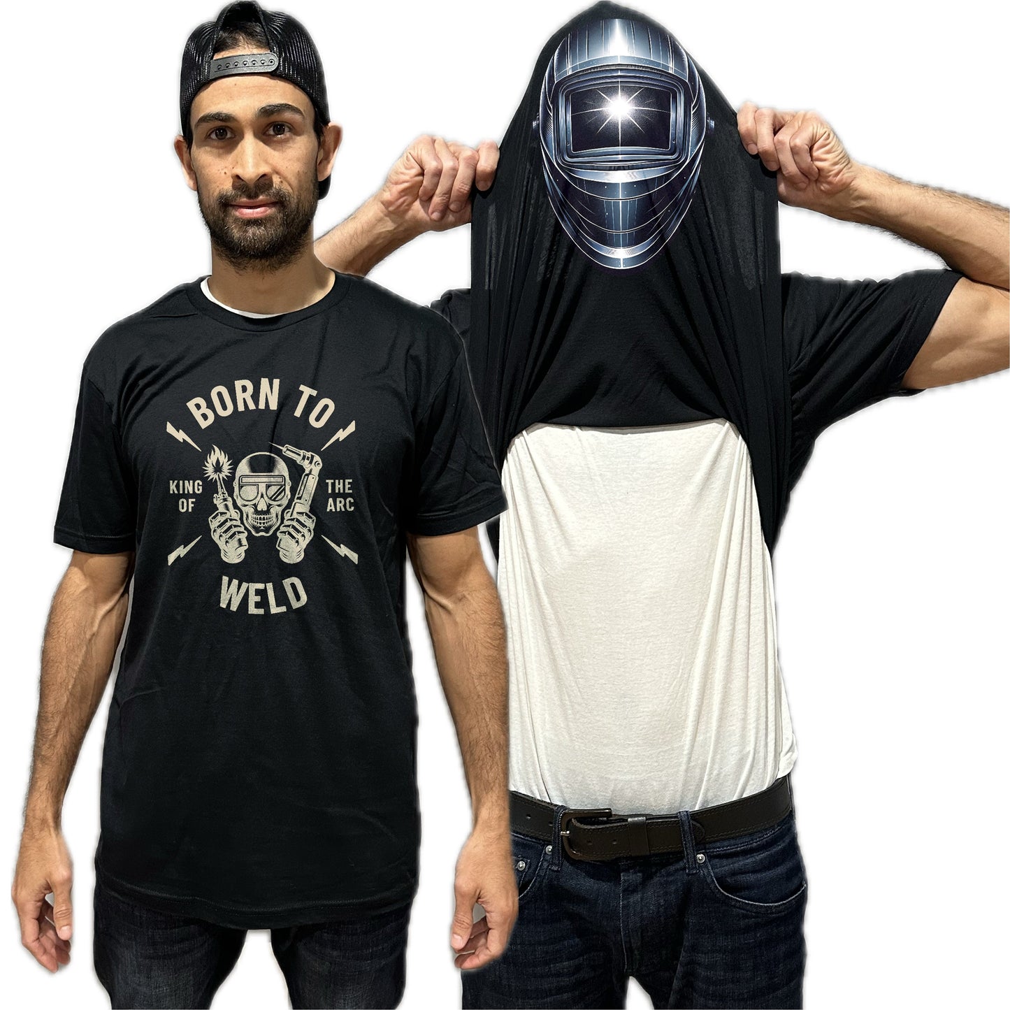 Born to Weld Flip Shirt - Funny Welding Mask Flip Tee