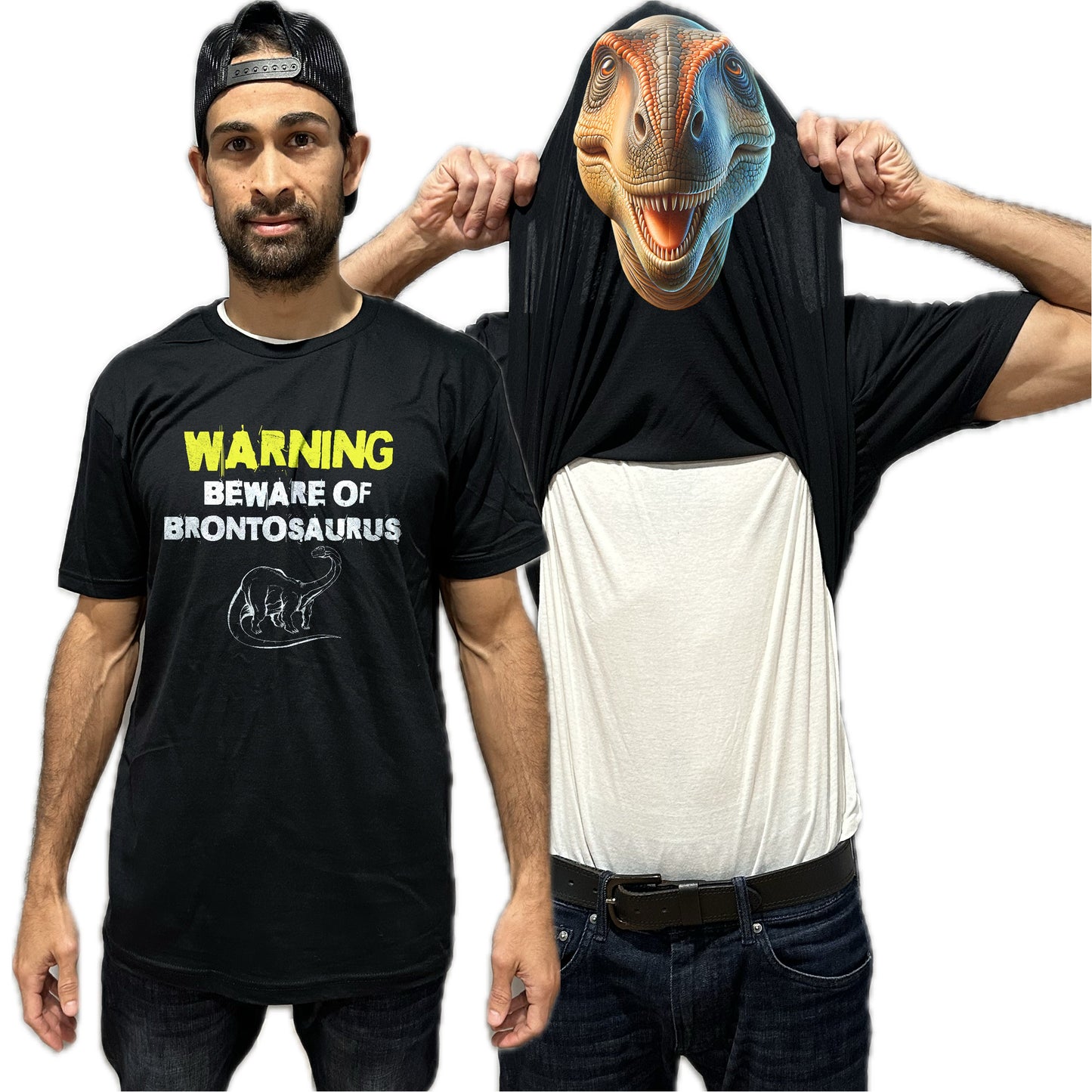 Beware of Brontosaurus Flip Shirt - Funny Dinosaur T-Shirt Flip Tee