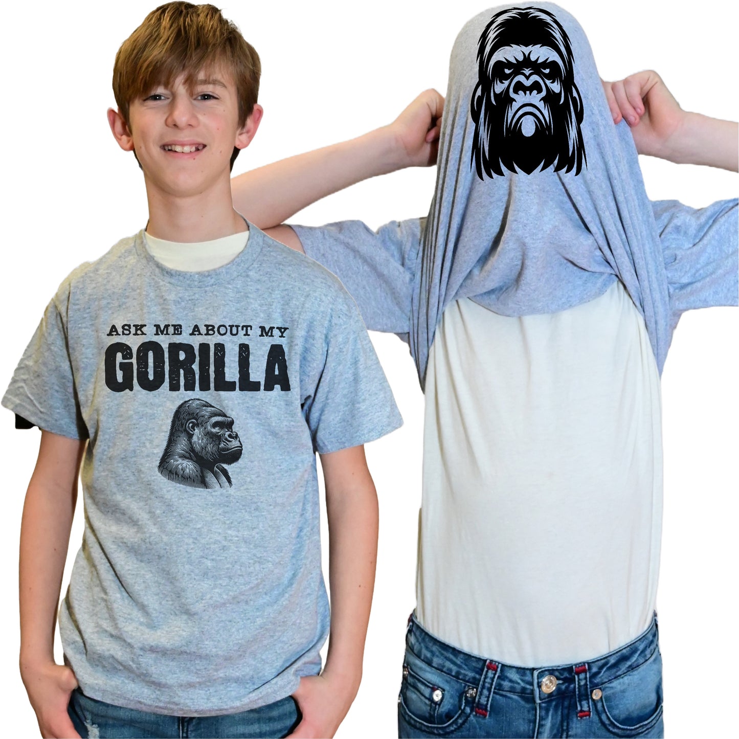 Ask Me About My Gorilla Flip Shirt - Funny Animal T-Shirt Flip Tee