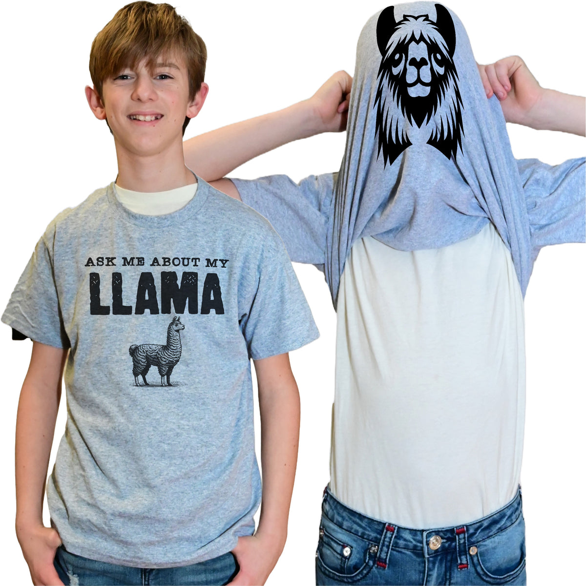Ask Me About My Llama Flip Shirt - Funny Animal T-Shirt Flip Tee