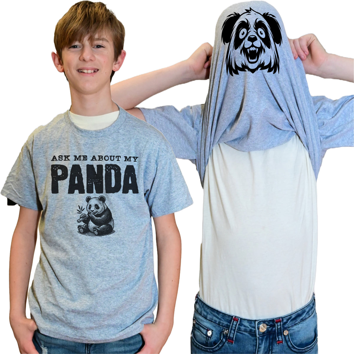 Ask Me About My Panda Flip Shirt - Funny Animal T-Shirt Flip Tee