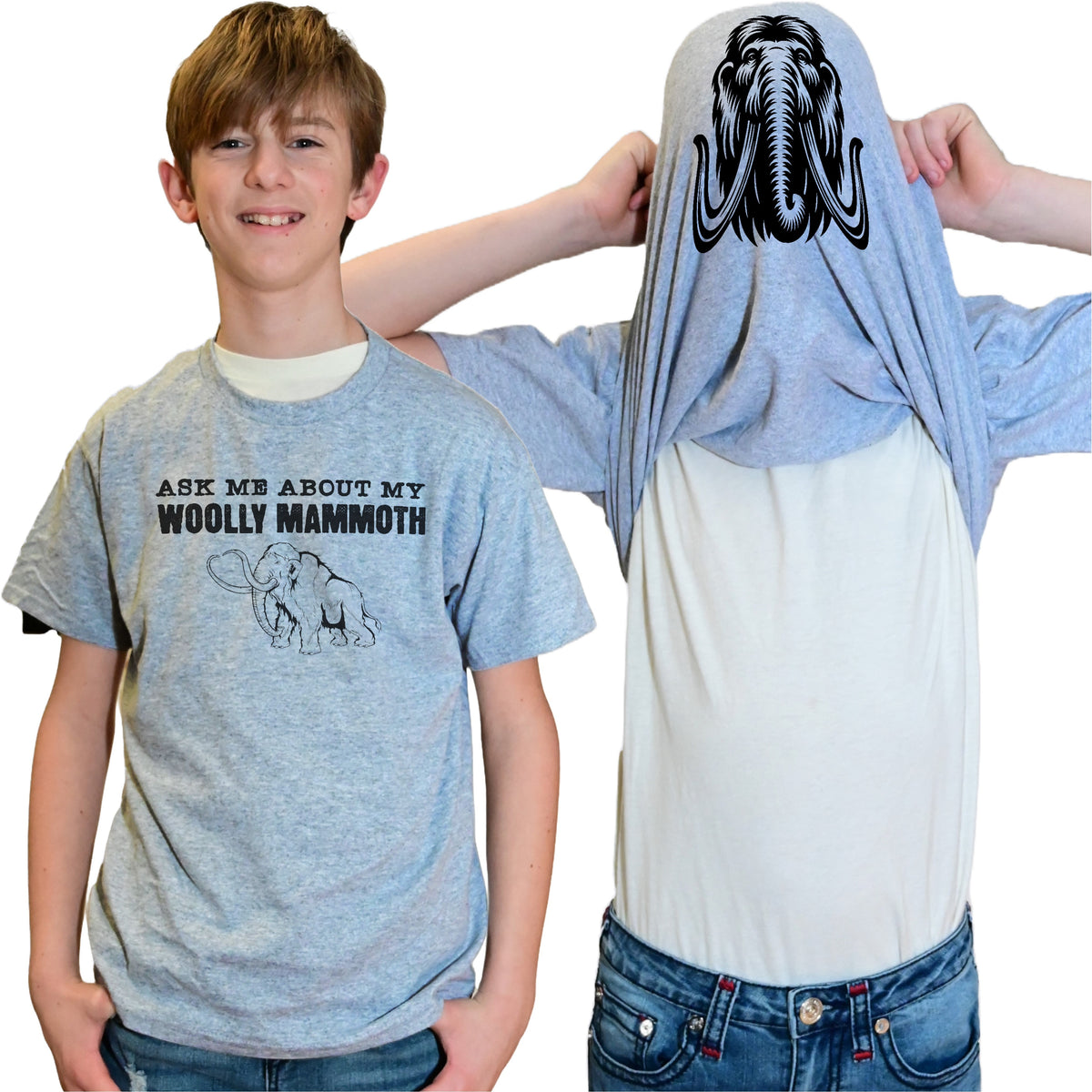 Ask Me About My Woolly Mammoth Flip Shirt - Funny Animal T-Shirt Flip Tee