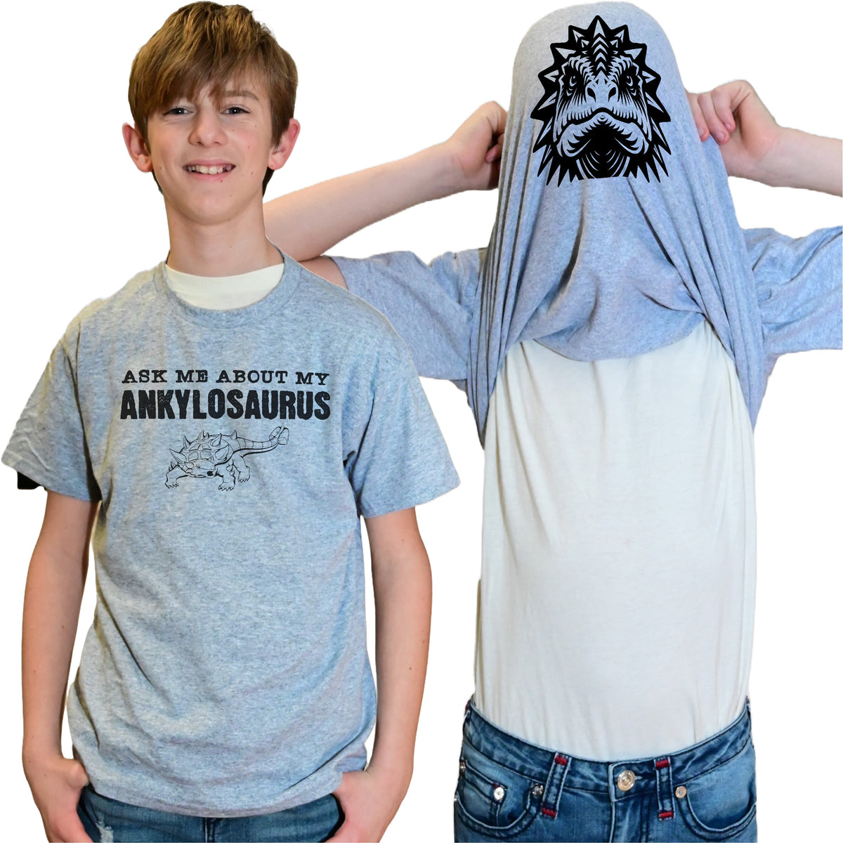 Ask Me About My Ankylosaurus Flip Shirt - Funny Dinosaur T-Shirt Flip Tee