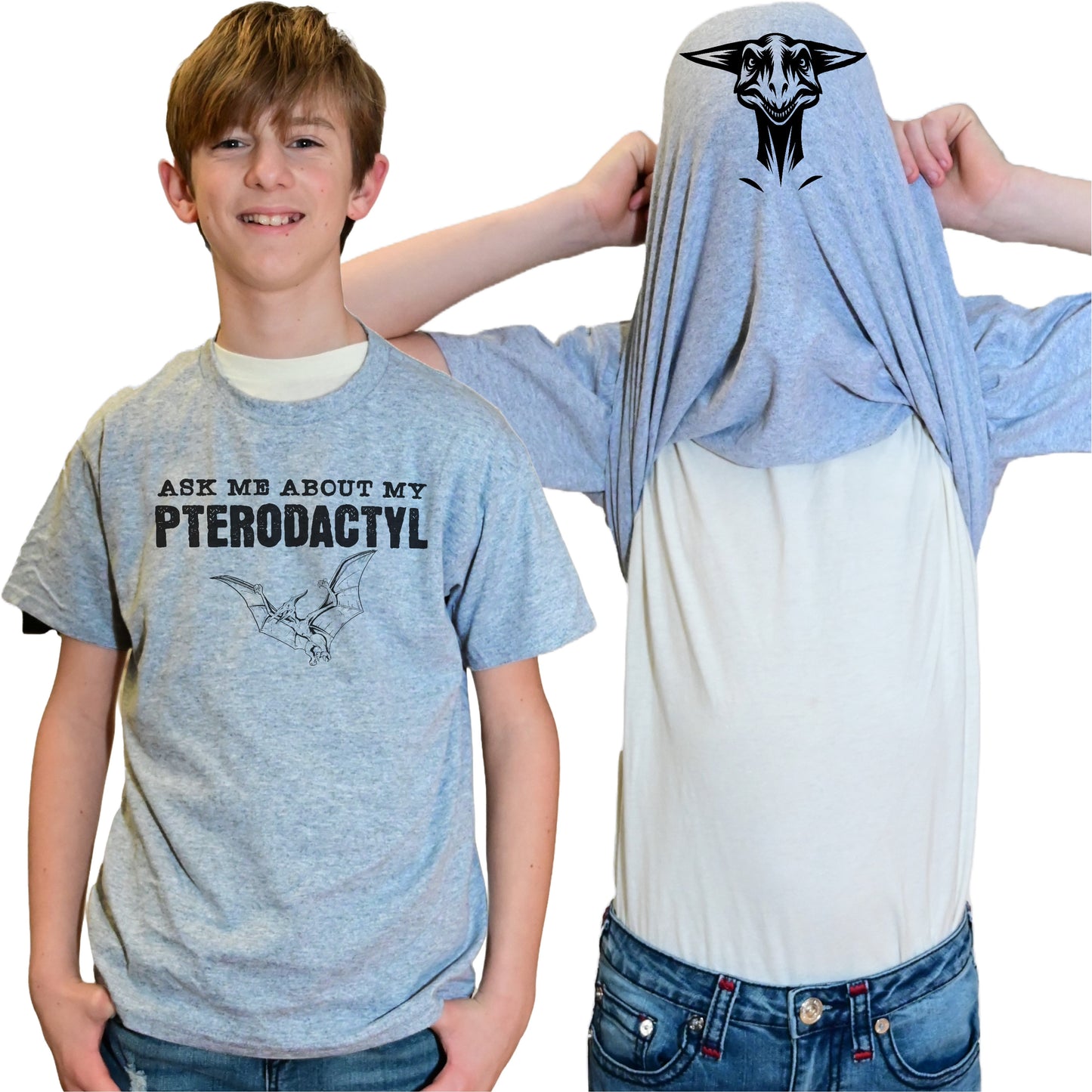 Ask Me About My Pterodactyl Flip Shirt - Funny Dinosaur T-Shirt Flip Tee