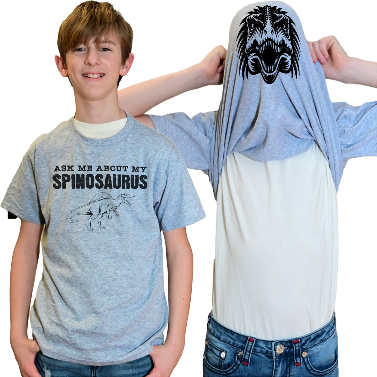 Ask Me About My Spinosaurus Flip Shirt - Funny Dinosaur T-Shirt Flip Tee