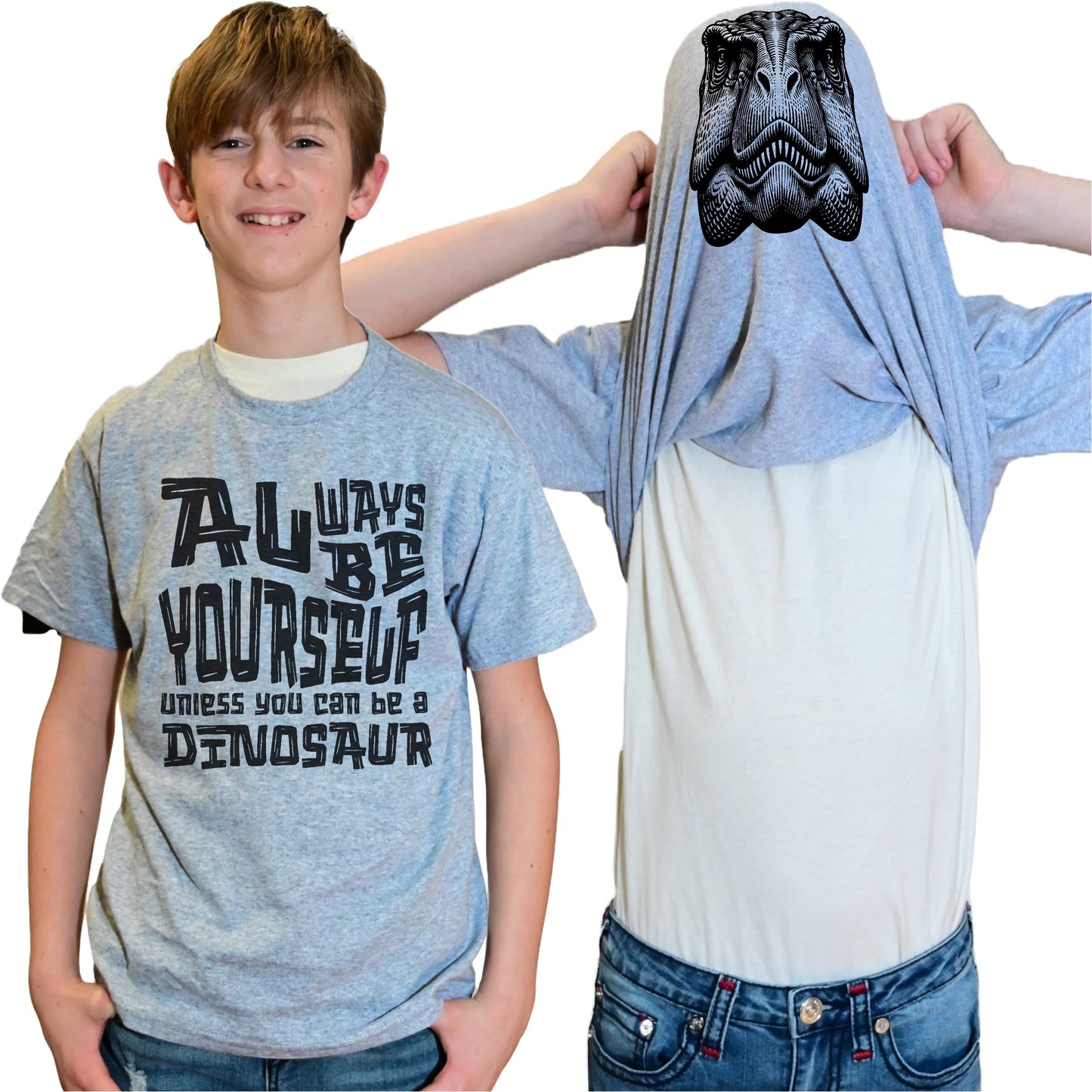 Always Be Yourself Unless You Can Be A Dinosaur Flip Shirt - Funny T-Rex Face Flip Tee T-Shirt