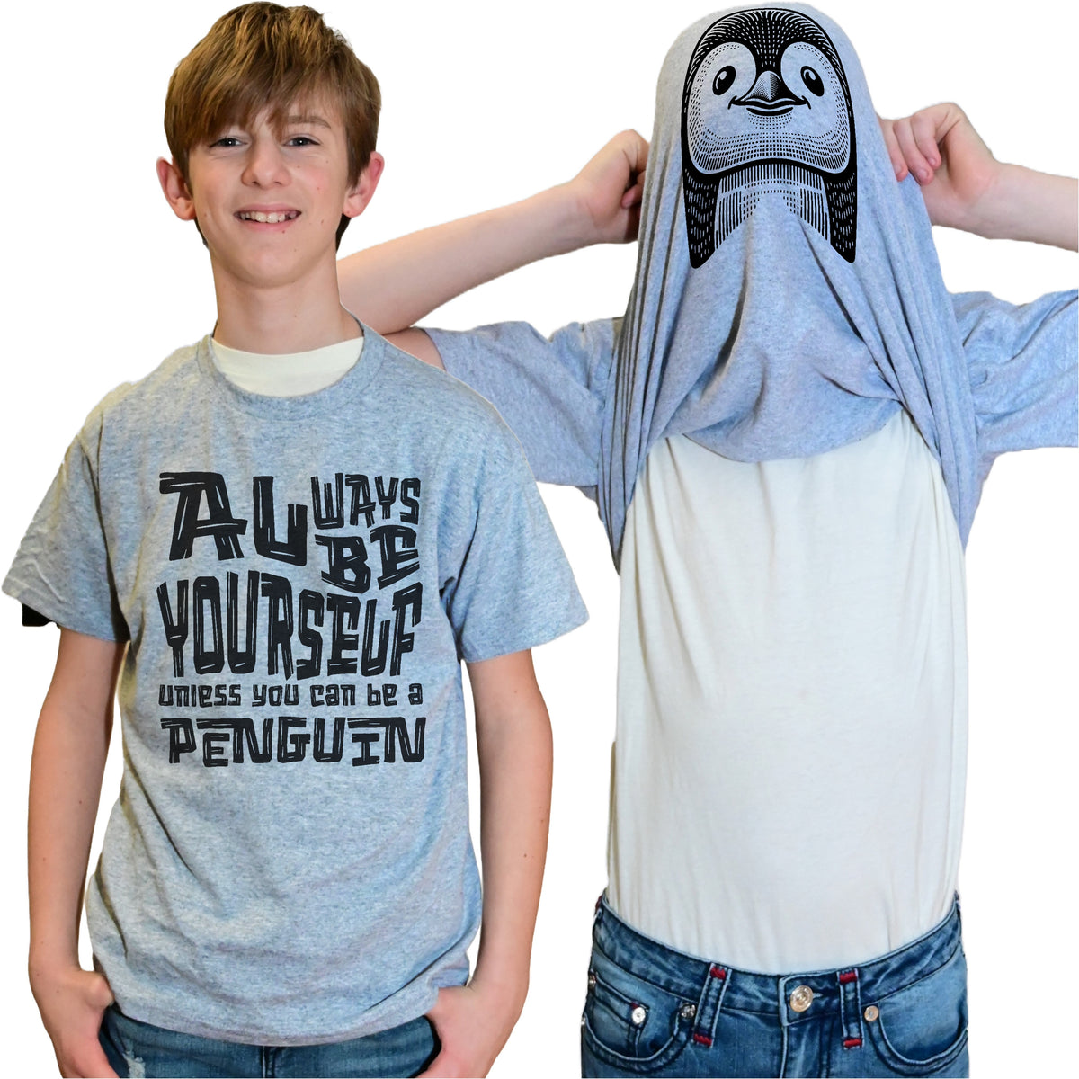 Always Be Yourself Unless You Can Be A Penguin Flip Shirt - Funny Penguin Face Flip Tee T-Shirt
