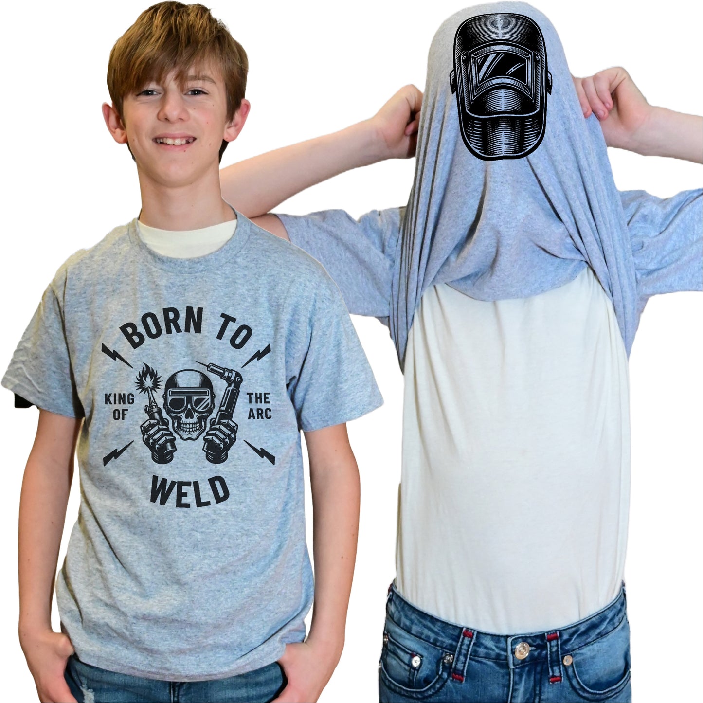 Born to Weld Flip Shirt - Funny Welding Mask Flip Tee