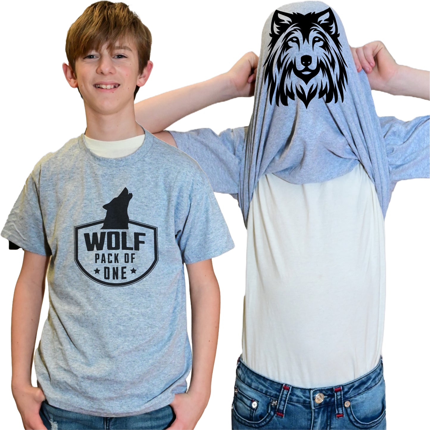 Wolf Pack of One Funny Flip Shirt - Wolf Face T-Shirt Flip Tee