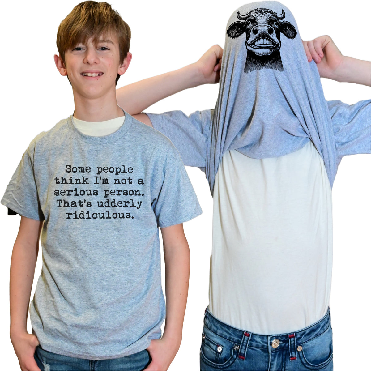 Udderly Ridiculous Funny Flip Shirt - Cow Quote Flip Tee