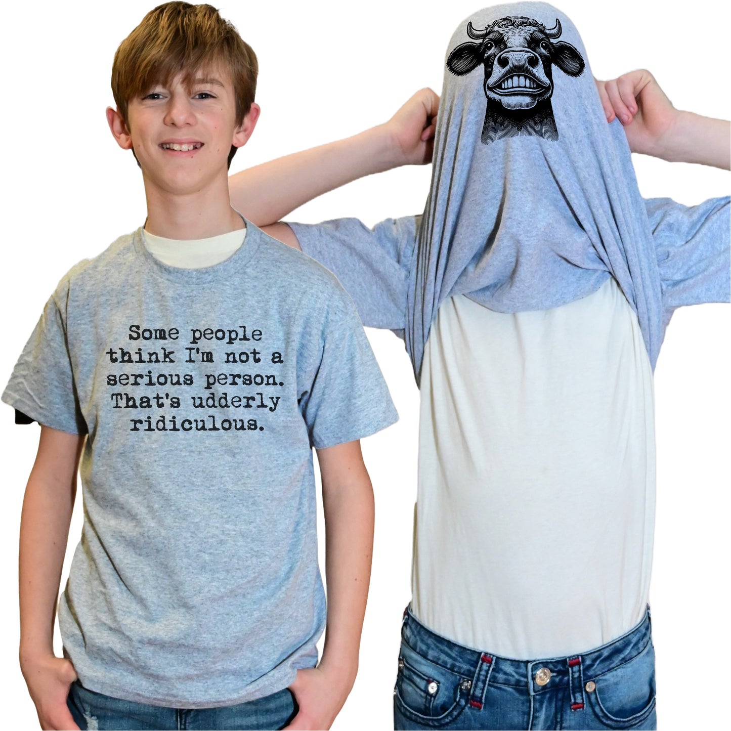 Udderly Ridiculous Funny Flip Shirt - Cow Quote Flip Tee
