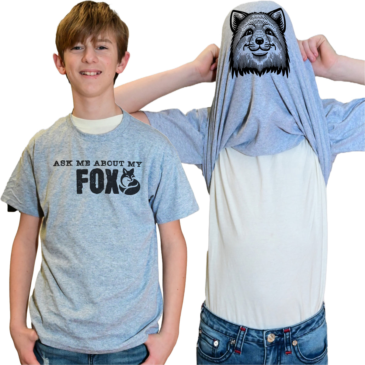 Ask Me About My Fox Flip Shirt - Funny Fox T-Shirt - Adult and Youth Sizes