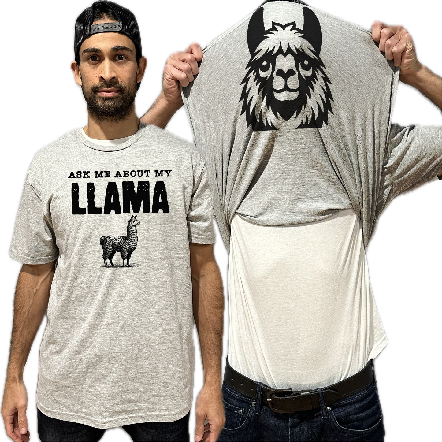 Ask Me About My Llama Flip Shirt - Funny Animal T-Shirt Flip Tee