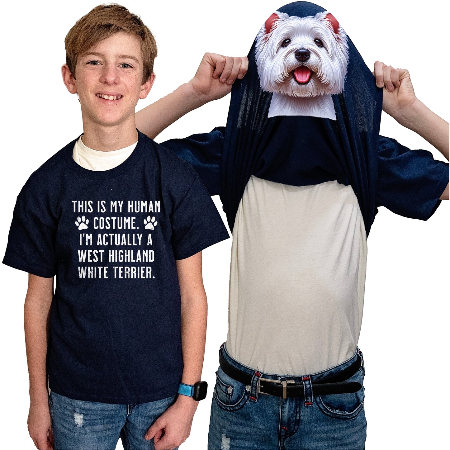 I'm Really A West Highland White Terrier Flip Shirt - Funny Dog Owner T-Shirt Flip Tee