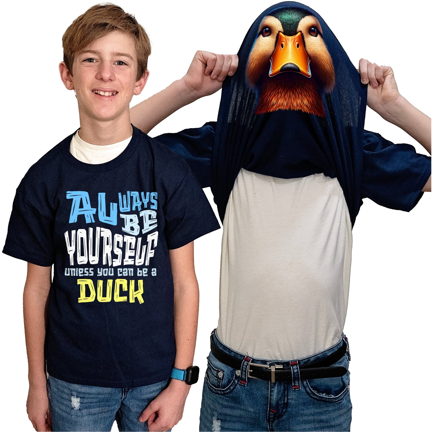 Always Be Yourself Unless You Can Be A Duck Flip Shirt - Funny Duck Face T-Shirt Flip Tee