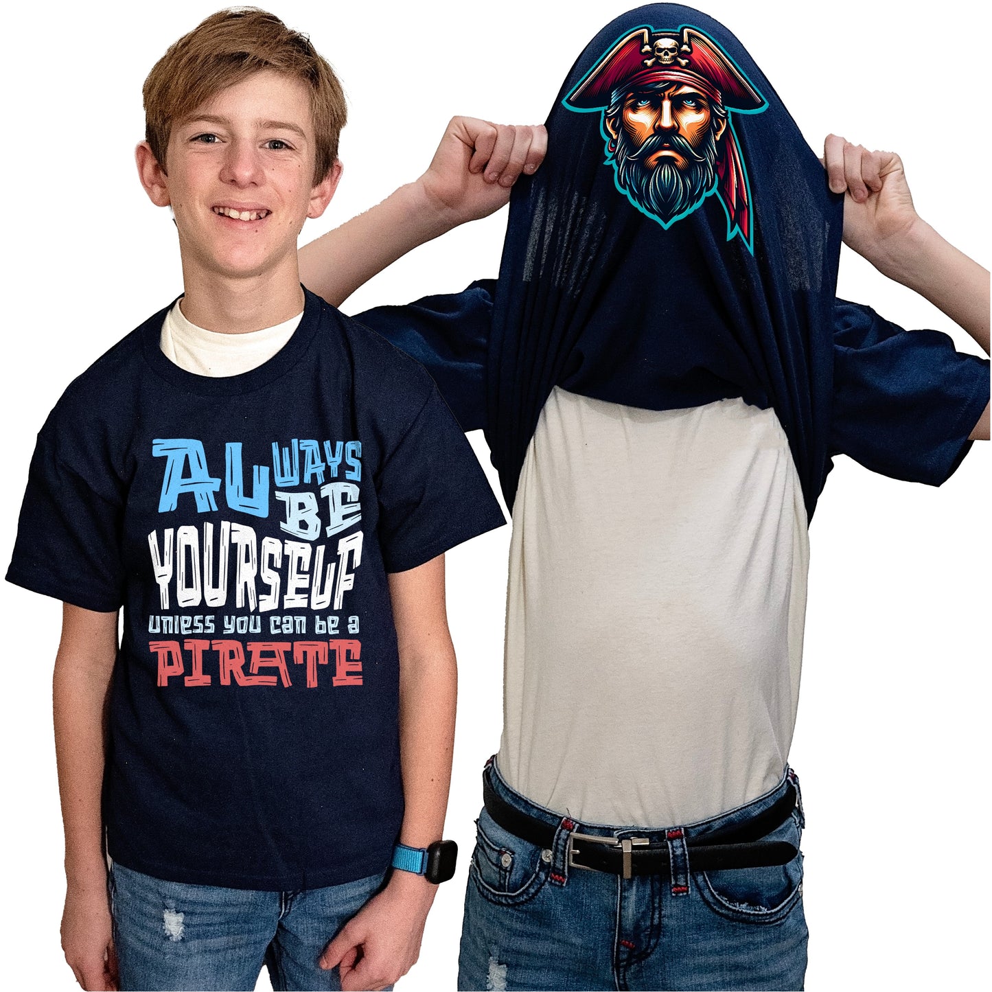 Always Be Yourself Unless You Can Be A Pirate Flip Shirt - Funny Pirate Face T-Shirt Flip Tee