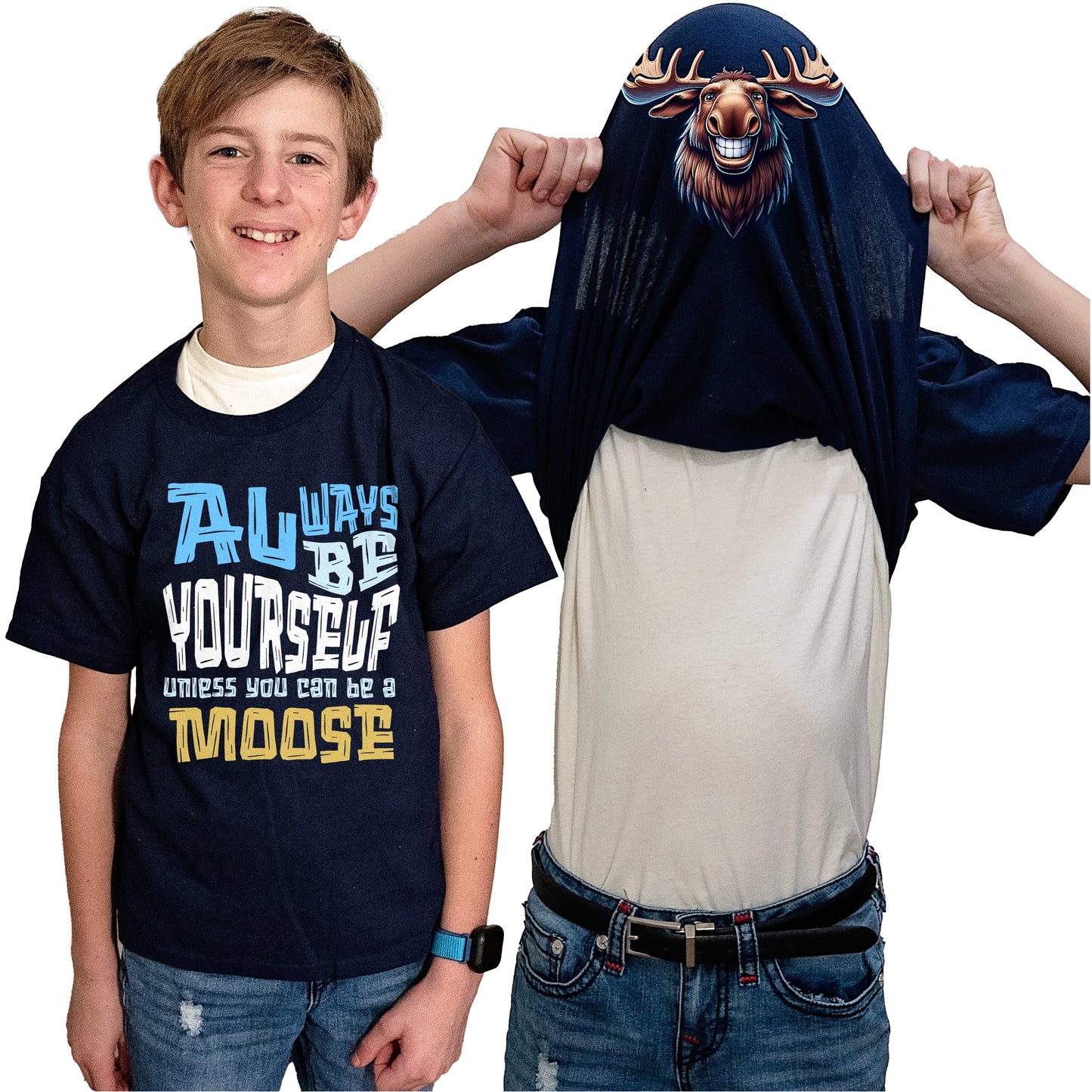 Always Be Yourself Unless You Can Be A Moose Flip Shirt - Funny Moose Face T-Shirt Flip Tee