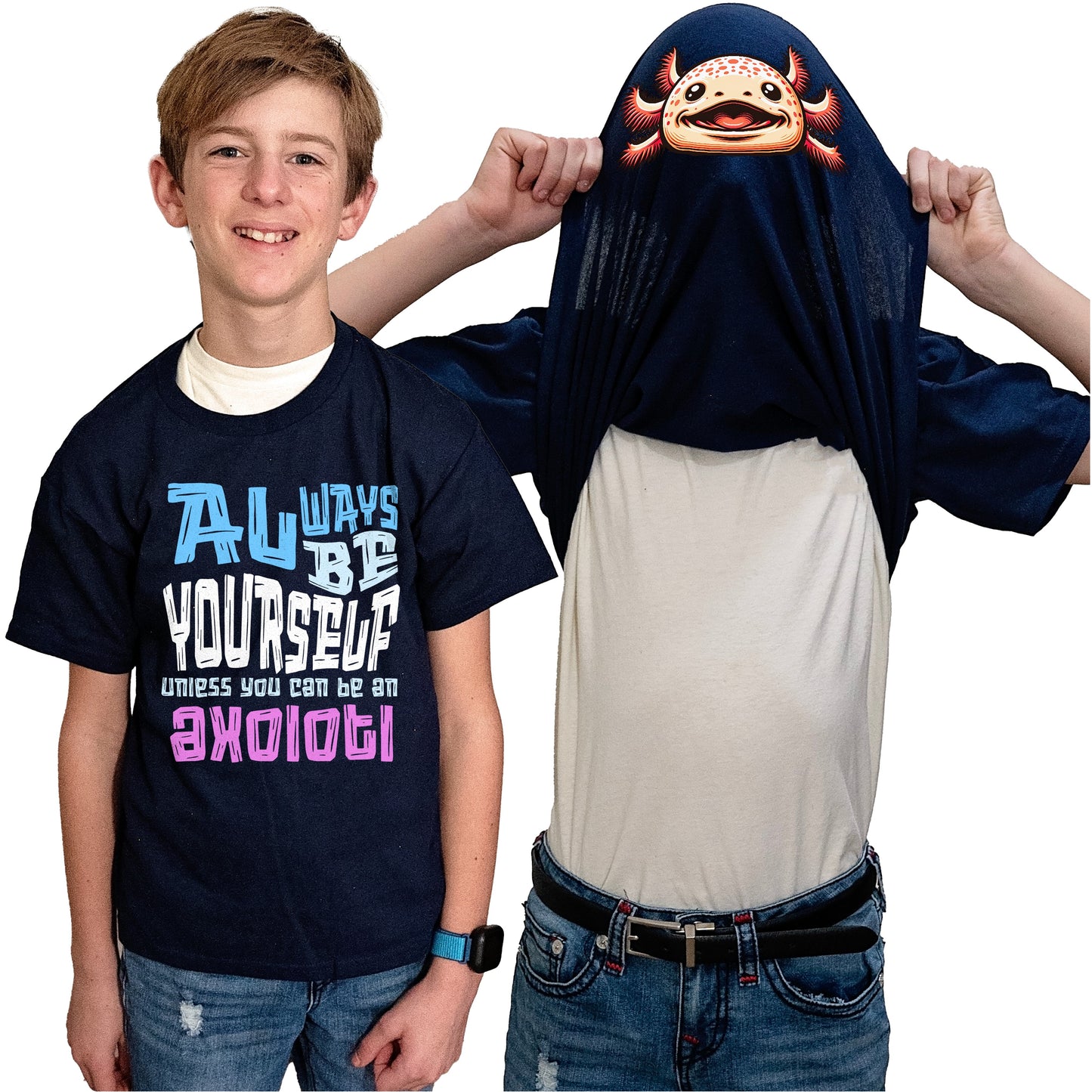 Always Be Yourself Unless You Can Be An Axolotl Flip Shirt - Funny Axolotl Face T-Shirt Flip Tee