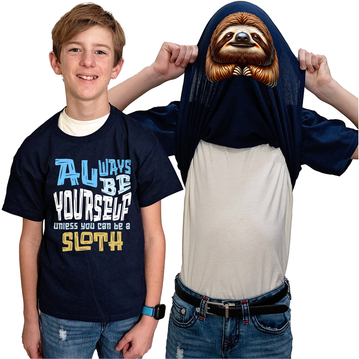 Always Be Yourself Unless You Can Be A Sloth Flip Shirt - Funny Sloth Face T-Shirt Flip Tee