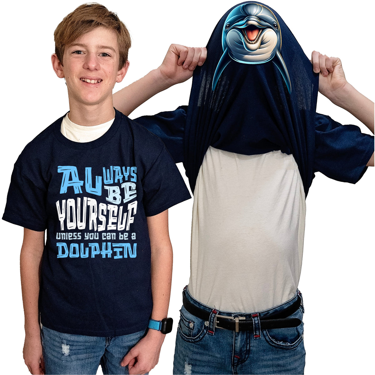 Always Be Yourself Unless You Can Be A Dolphin Flip Shirt - Funny Animal Face T-Shirt Flip Tee
