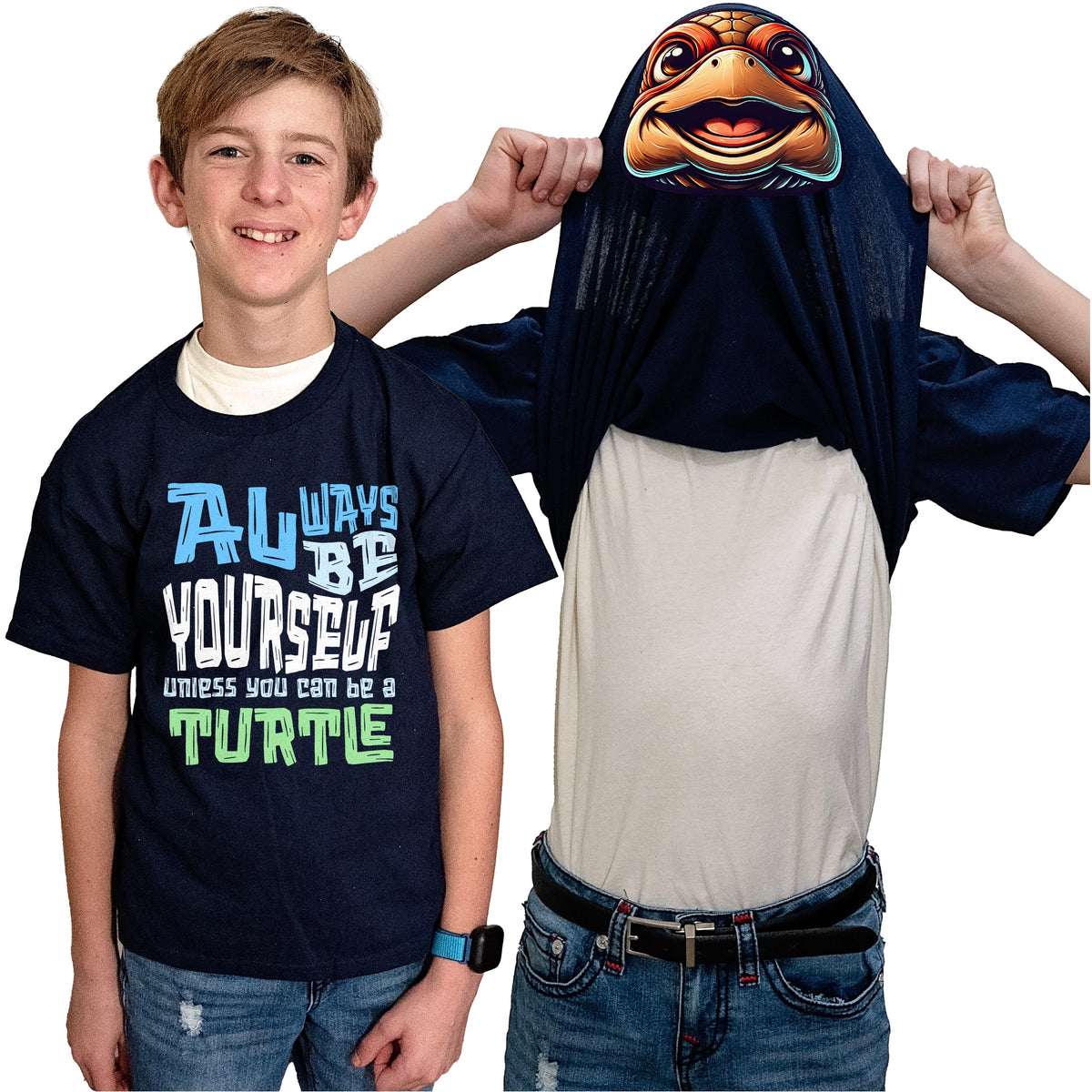 Always Be Yourself Unless You Can Be A Turtle Flip Shirt - Funny Animal Face T-Shirt Flip Tee