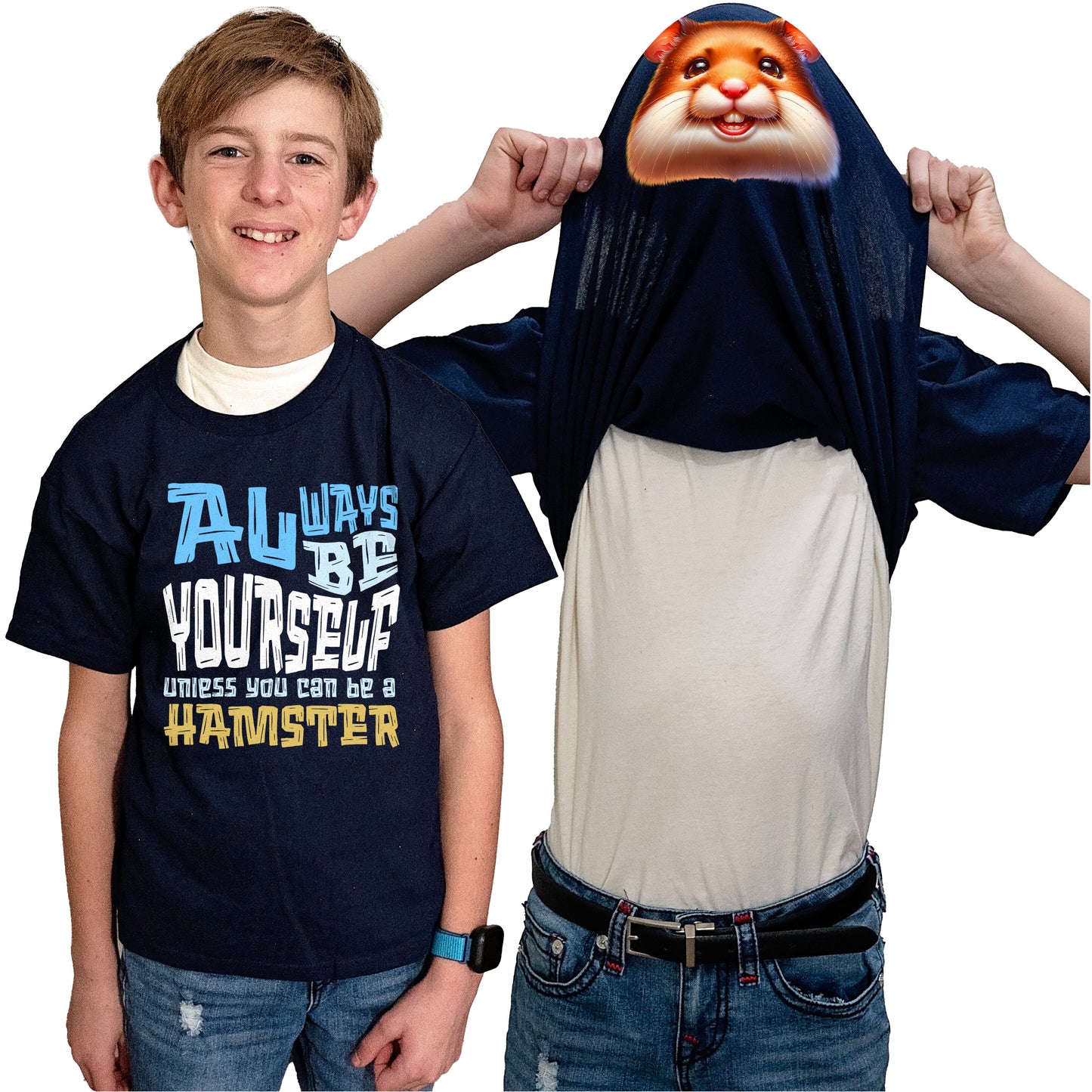 Always Be Yourself Unless You Can Be A Hamster Flip Shirt - Funny Animal Face T-Shirt Flip Tee