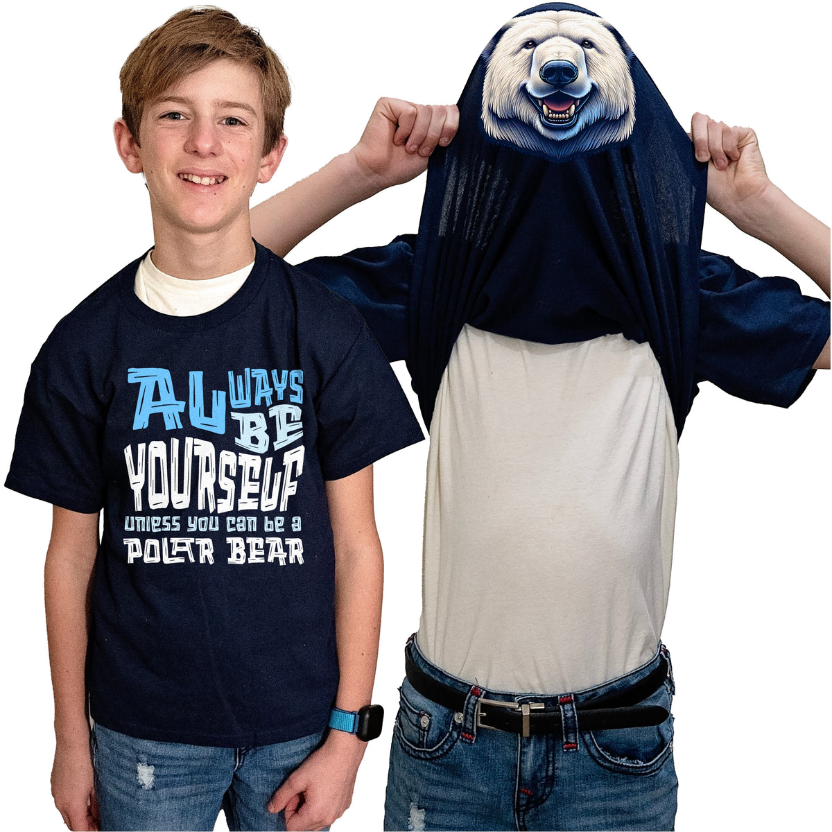 Always Be Yourself Unless You Can Be A Polar Bear Flip Shirt - Funny Animal Face T-Shirt Flip Tee