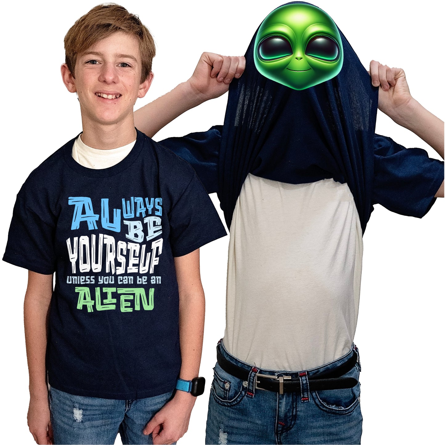 Always Be Yourself Unless You Can Be An Alien Flip Shirt - Funny Martian Face T-Shirt Flip Tee