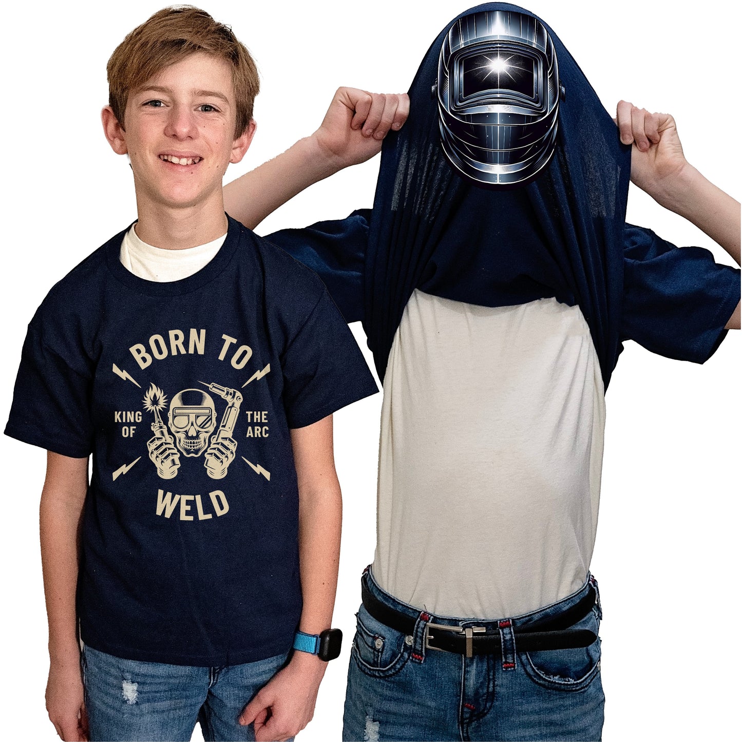 Born to Weld Flip Shirt - Funny Welding Mask Flip Tee