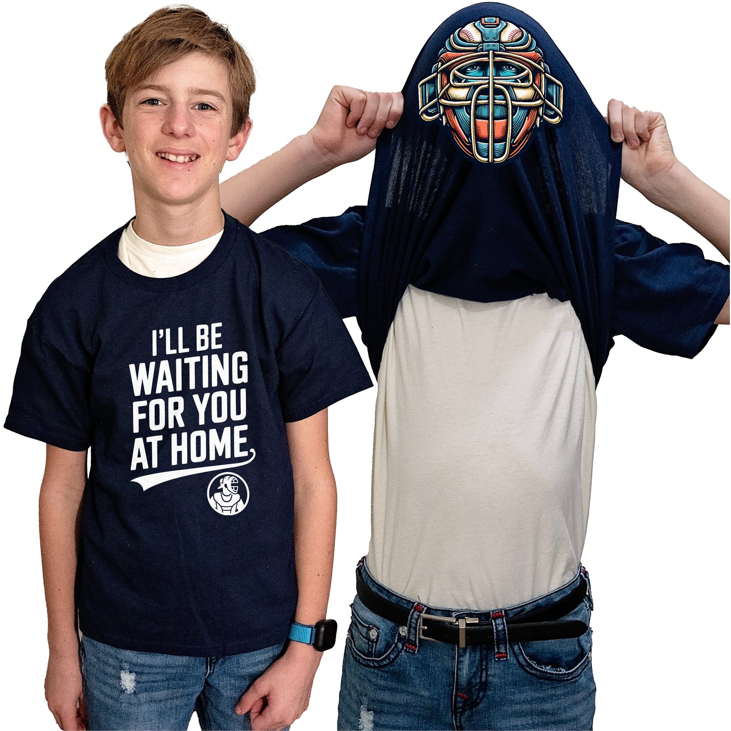 I'll Be Waiting For You At Home Baseball Flip Shirt - Funny Catcher Mask Flip Tee