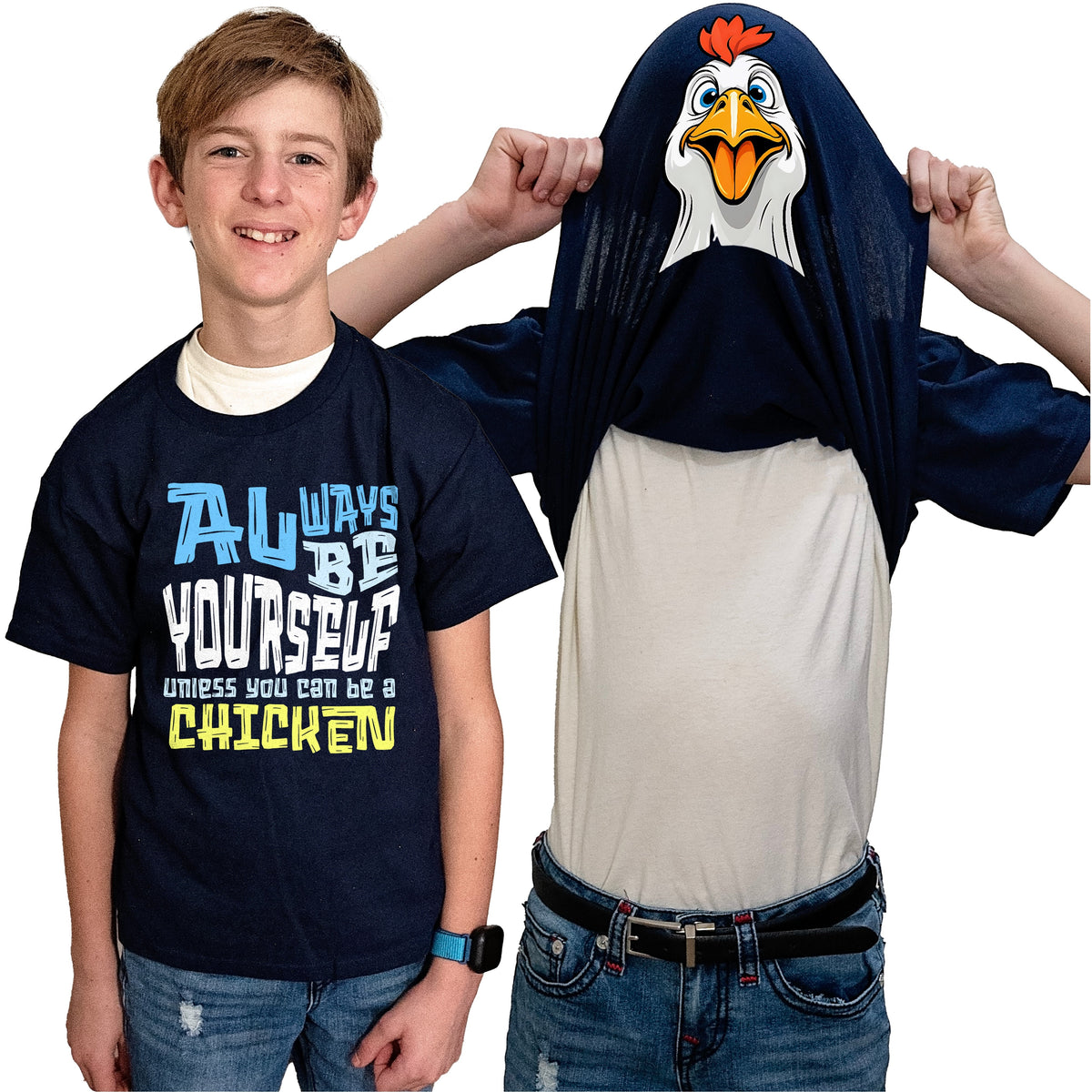 Always Be Yourself Unless You Can Be A Chicken Flip Shirt - Funny Chicken Face T-Shirt Flip Tee