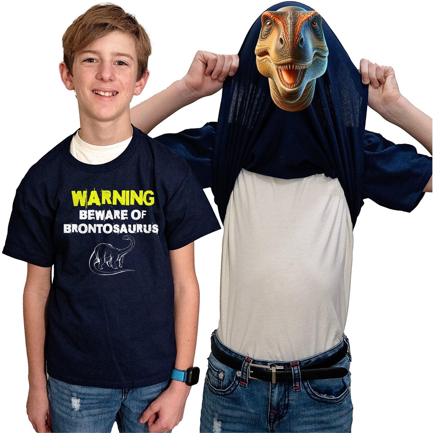 Beware of Brontosaurus Flip Shirt - Funny Dinosaur T-Shirt Flip Tee