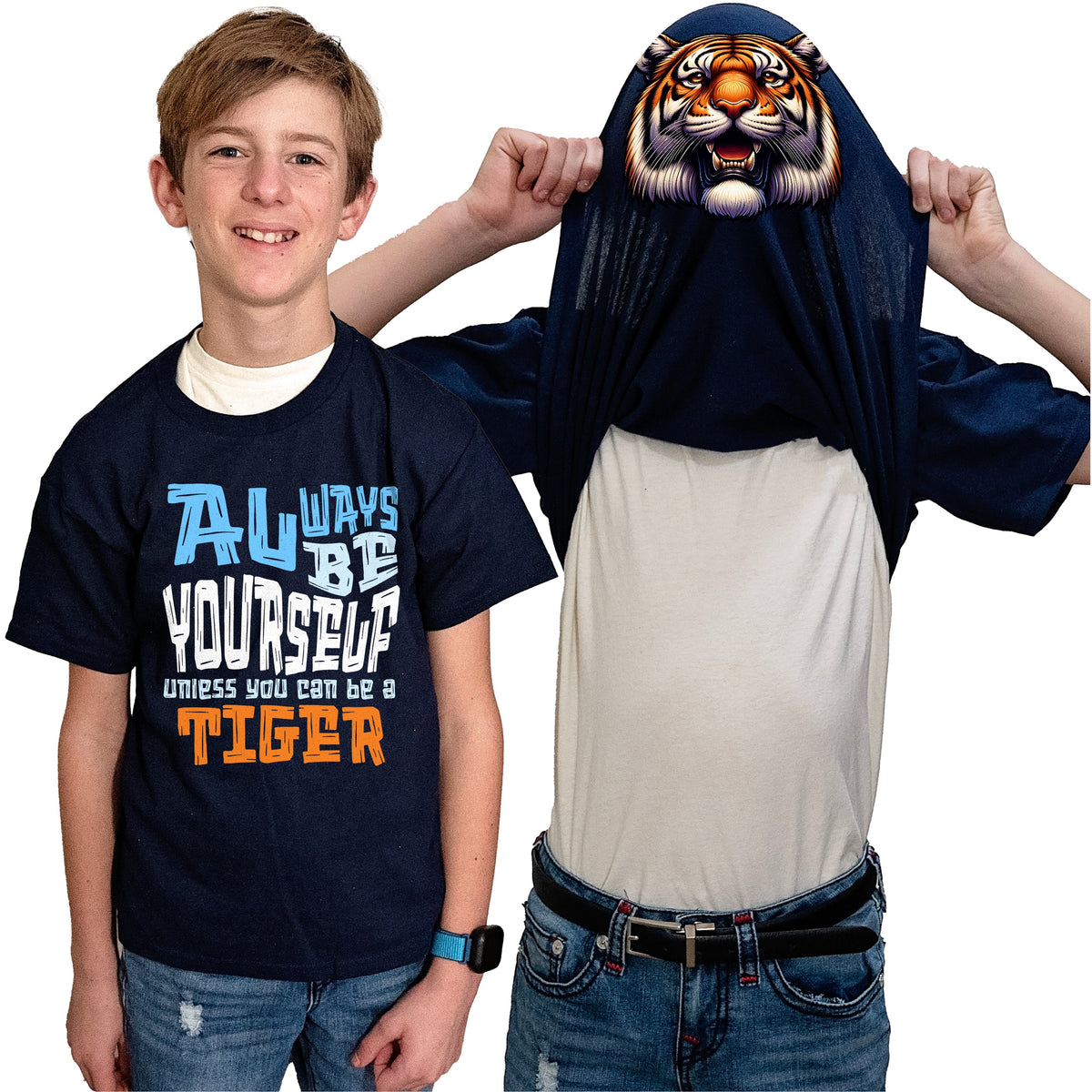 Always Be Yourself Unless You Can Be A Tiger Flip Shirt - Funny Tiger Face T-Shirt Flip Tee