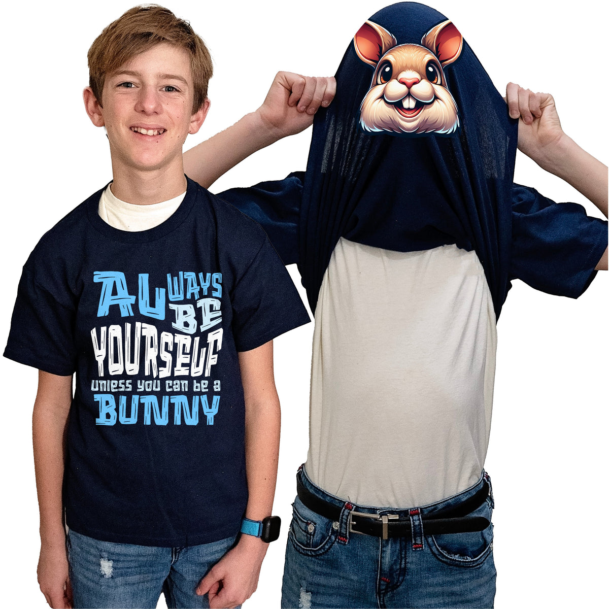 Always Be Yourself Unless You Can Be A Bunny Flip Shirt - Funny Rabbit Face T-Shirt Flip Tee