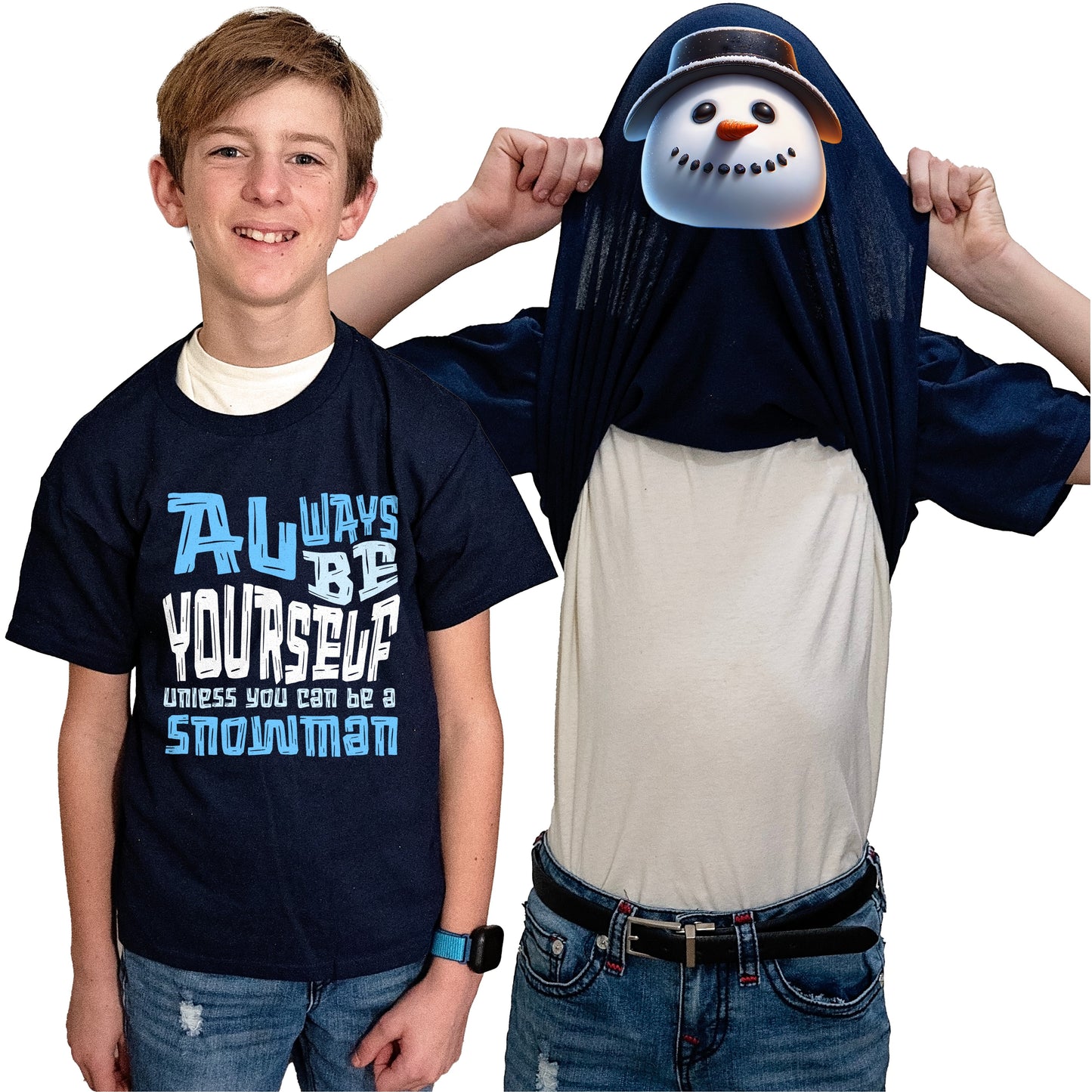 Always Be Yourself Unless You Can Be A Snowman Flip Shirt - Funny Snowman Face T-Shirt Flip Tee