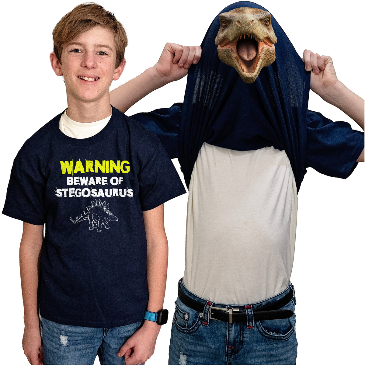 Beware of Stegosaurus Flip Shirt - Funny Dinosaur T-Shirt Flip Tee