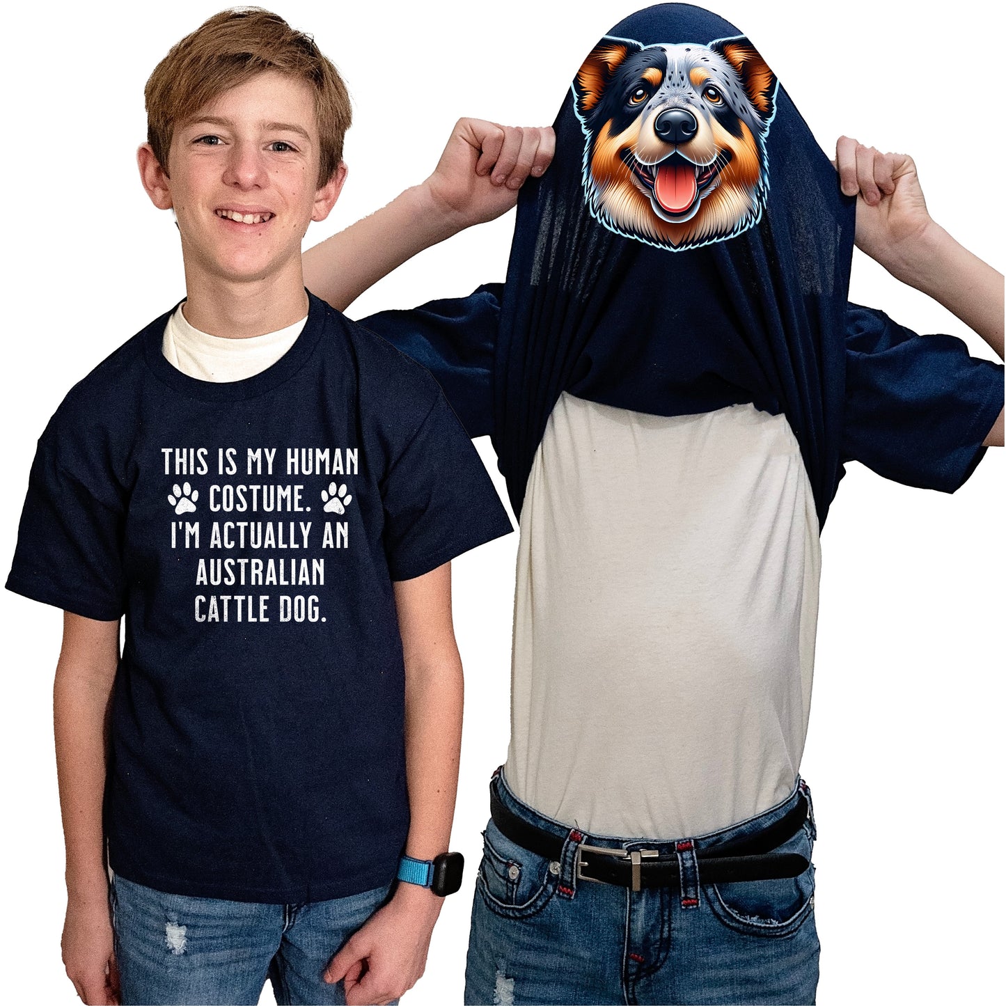 I'm Really An Australian Cattle Dog Flip Shirt - Funny Dog Owner T-Shirt Flip Tee