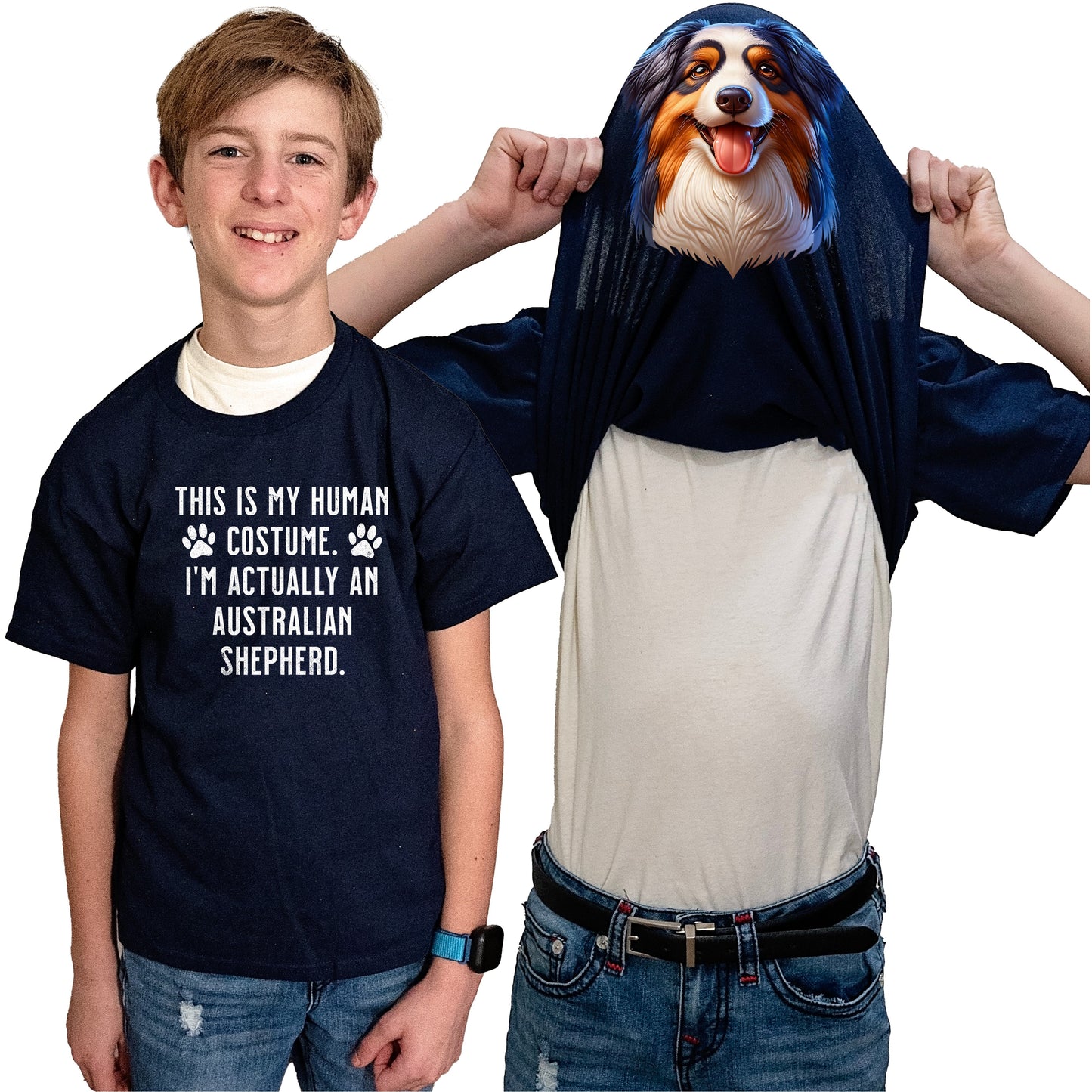 I'm Really An Australian Shepherd Flip Shirt - Funny Dog Owner T-Shirt Flip Tee