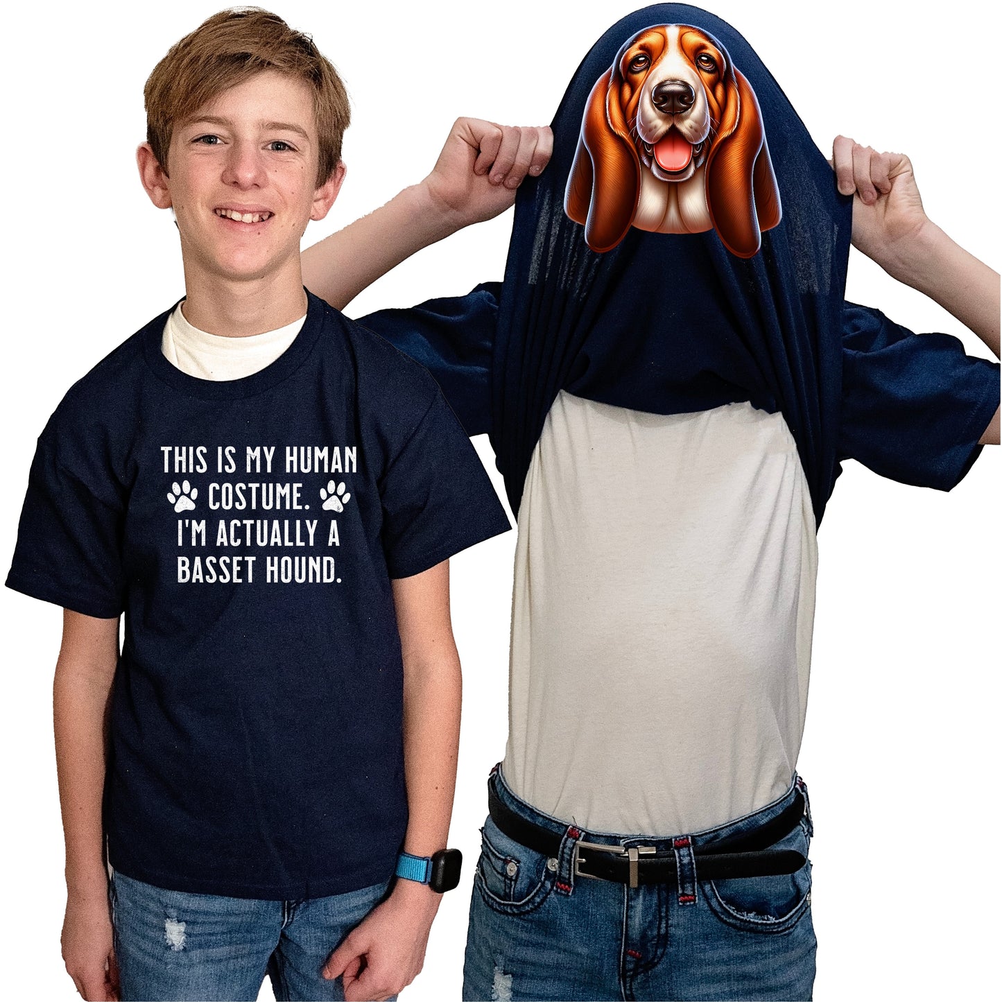 I'm Really A Basset Hound Flip Shirt - Funny Dog Owner T-Shirt Flip Tee