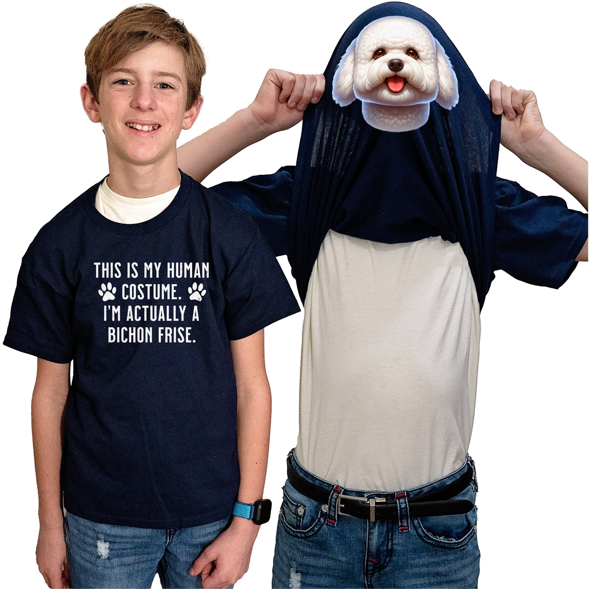 I'm Really A Bichon Frise Flip Shirt - Funny Dog Owner T-Shirt Flip Tee