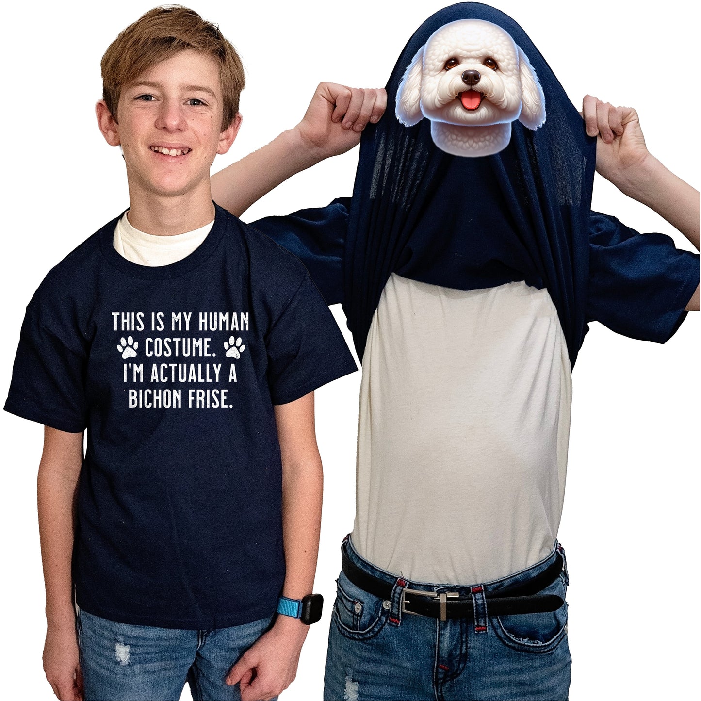 I'm Really A Bichon Frise Flip Shirt - Funny Dog Owner T-Shirt Flip Tee